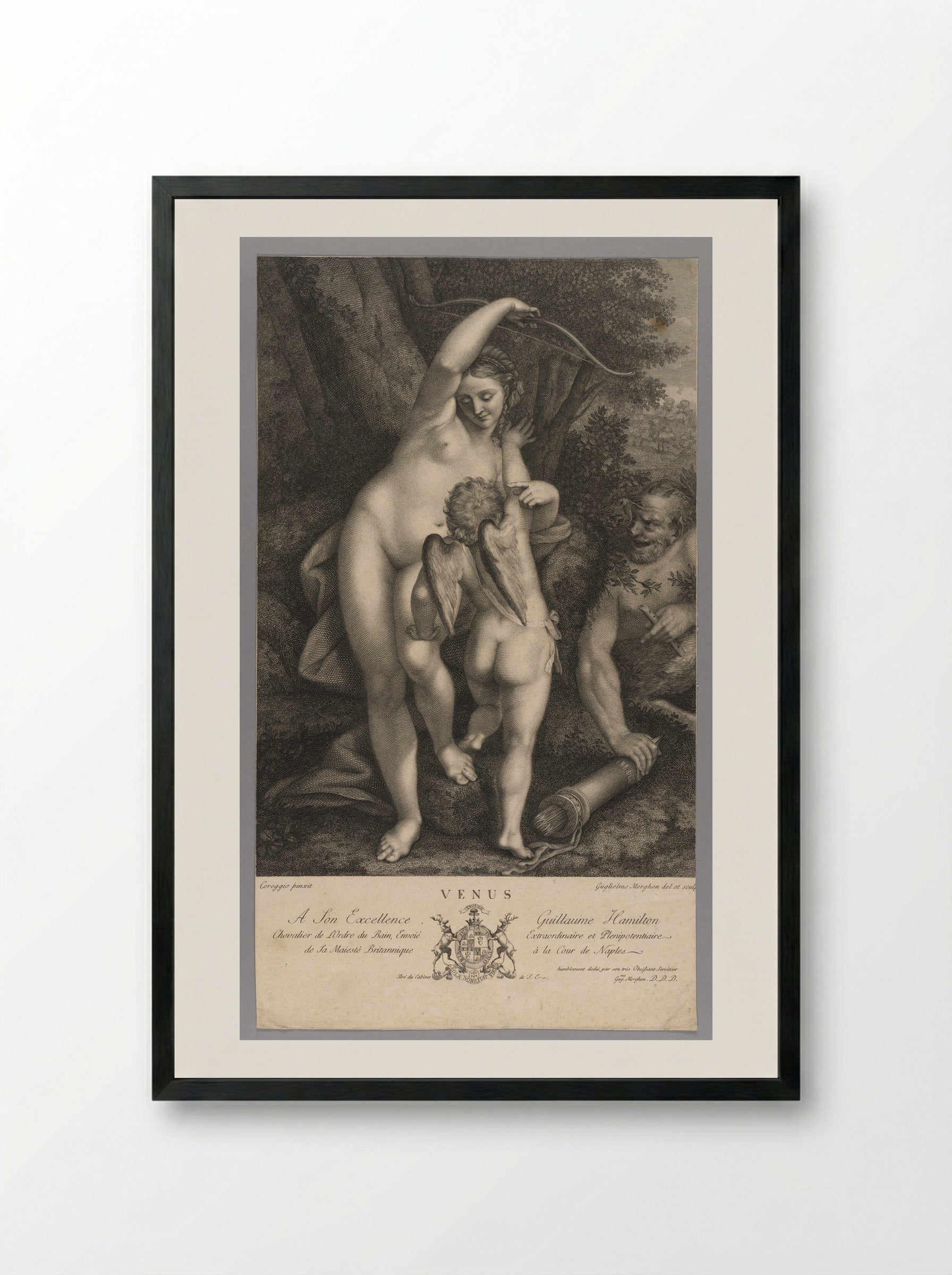 Venus Taking away Cupid's Bow - Guglielmo Morghen - Framed Print Black