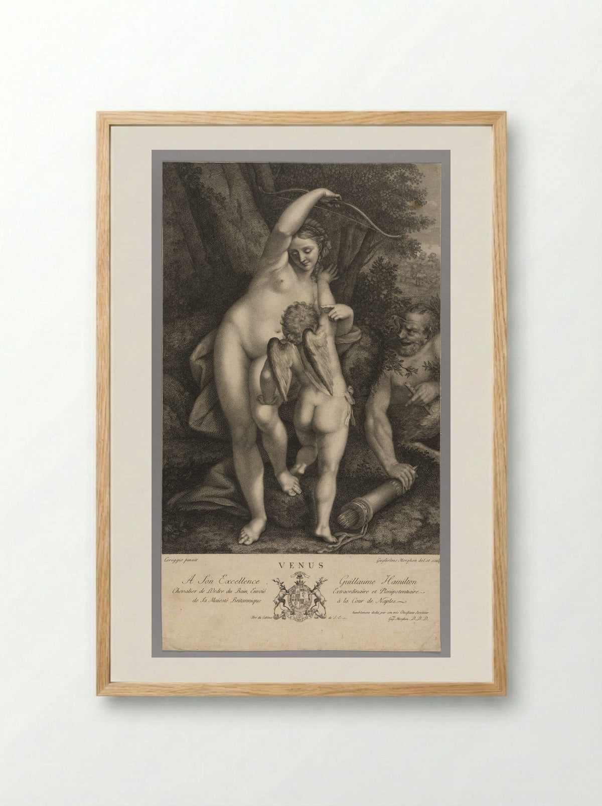 Venus Taking away Cupid's Bow - Guglielmo Morghen - Framed Print Wood