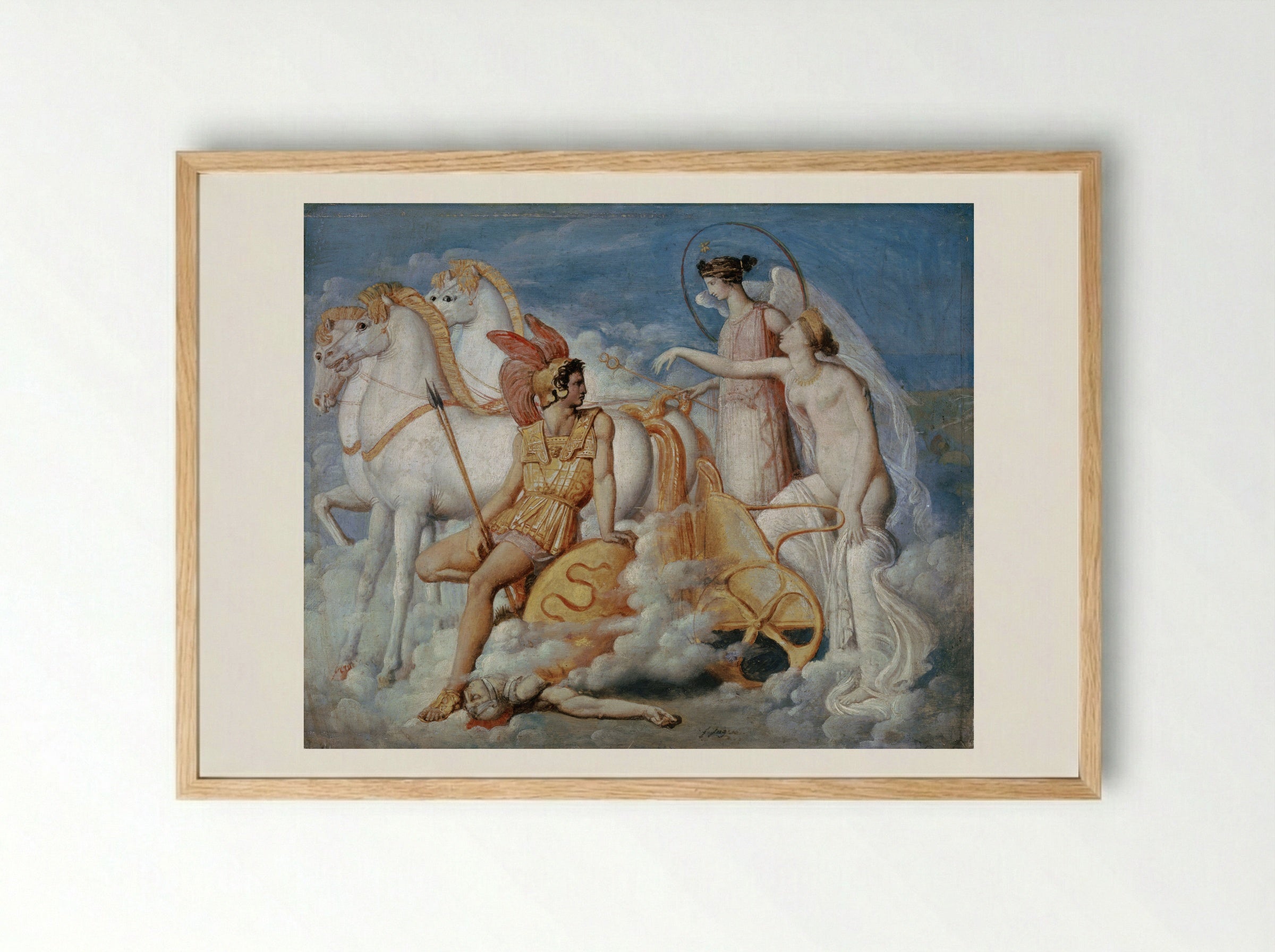 Venus, Wounded by Diomedes, Returns to Olympus - Jean Auguste Dominique Ingres - Framed Print Wood