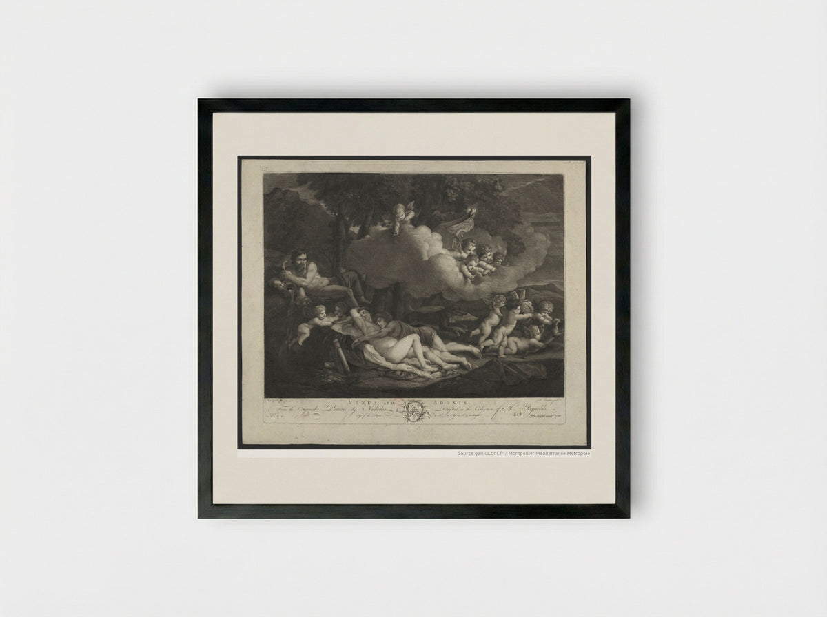 Venus and Adonis - Richard Earlom - Framed Print Black