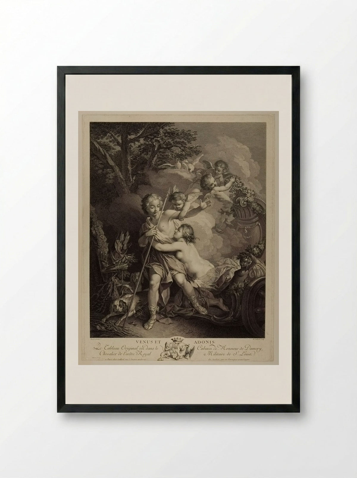 Venus and Adonis - René Gaillard - Framed Print Black