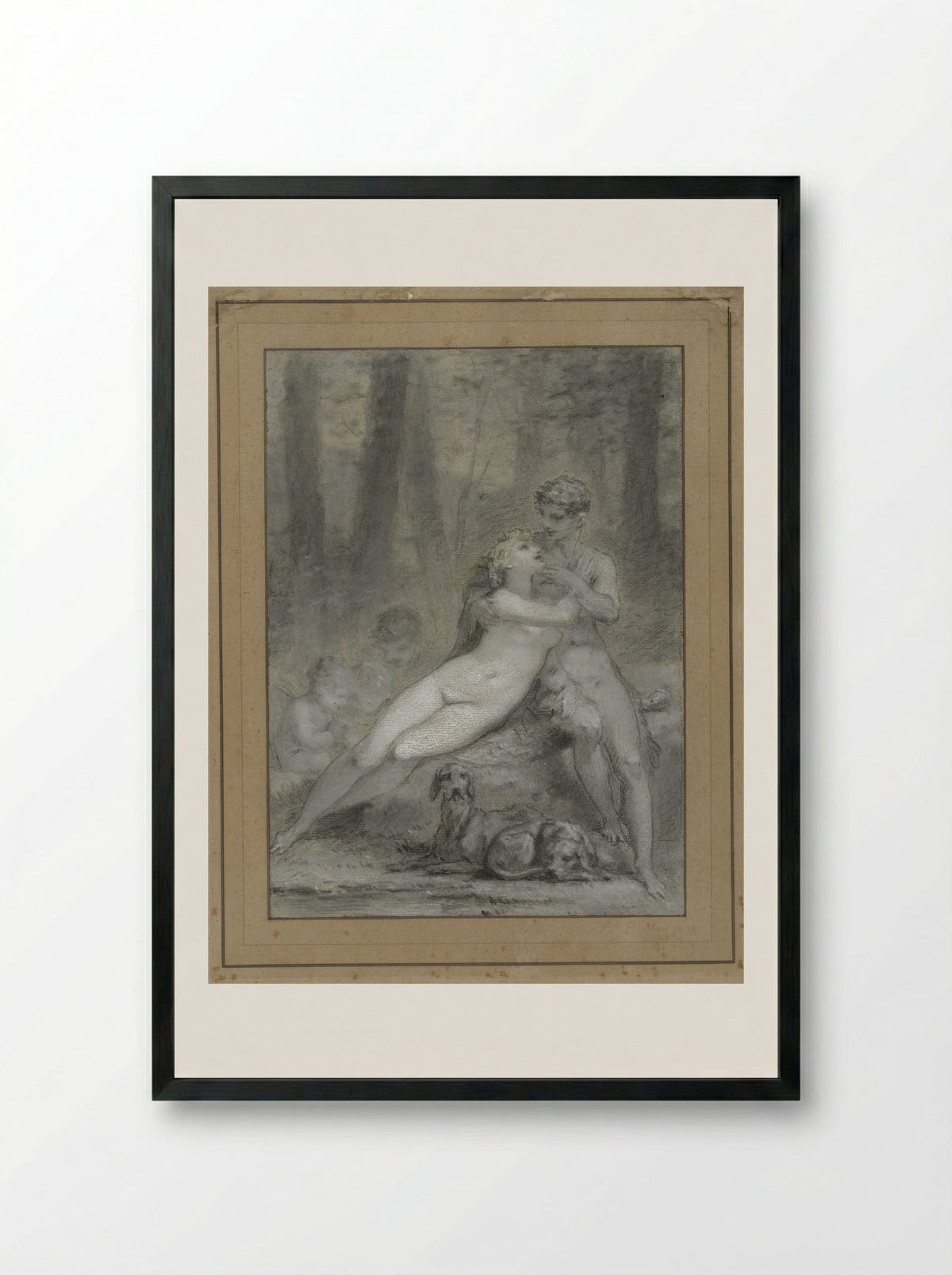 Venus and Adonis - Pierre-Paul Prud'hon - Framed Print Black
