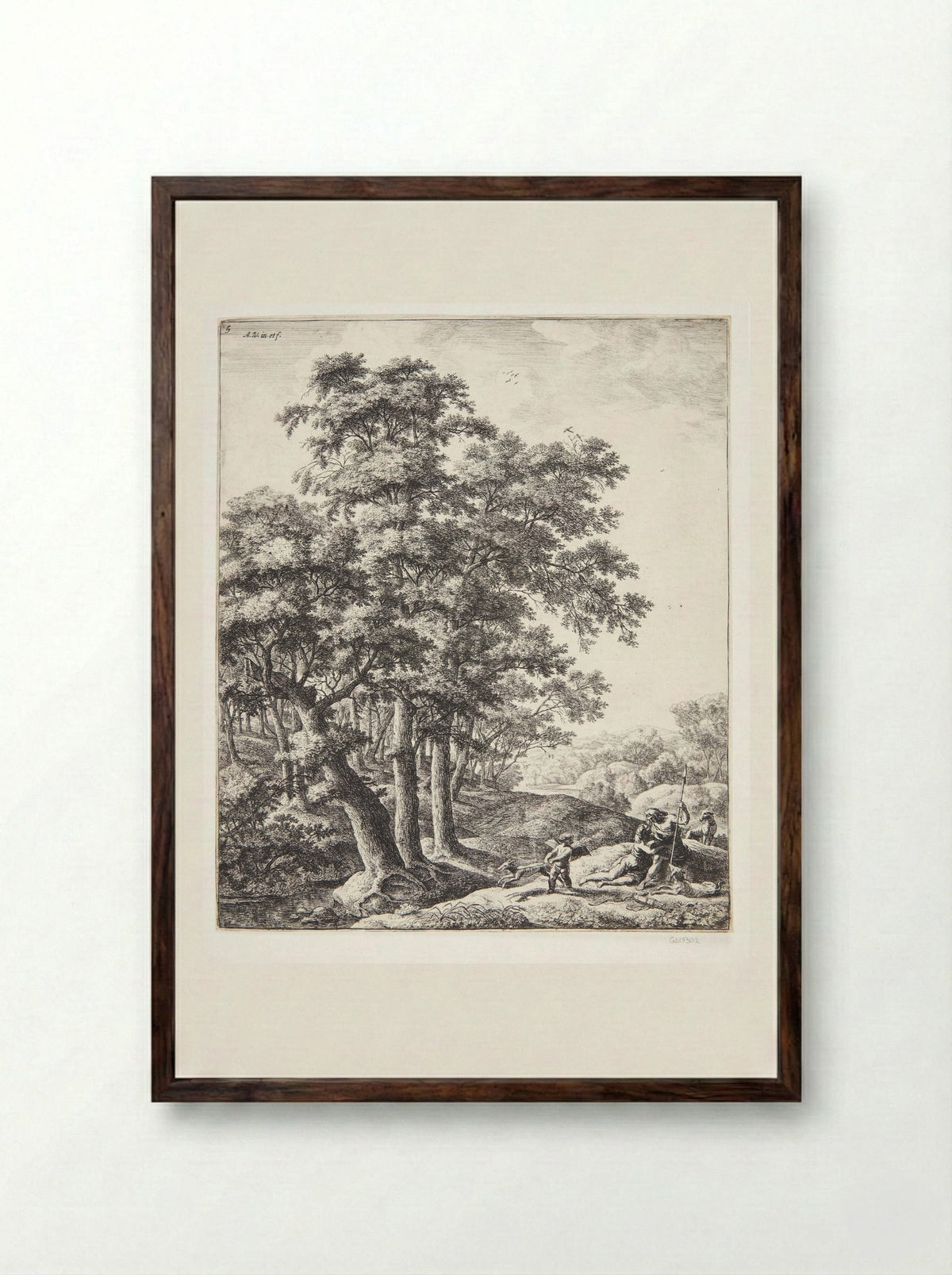 Venus and Adonis - Anthonie Waterloo - Framed Print Dark Wood