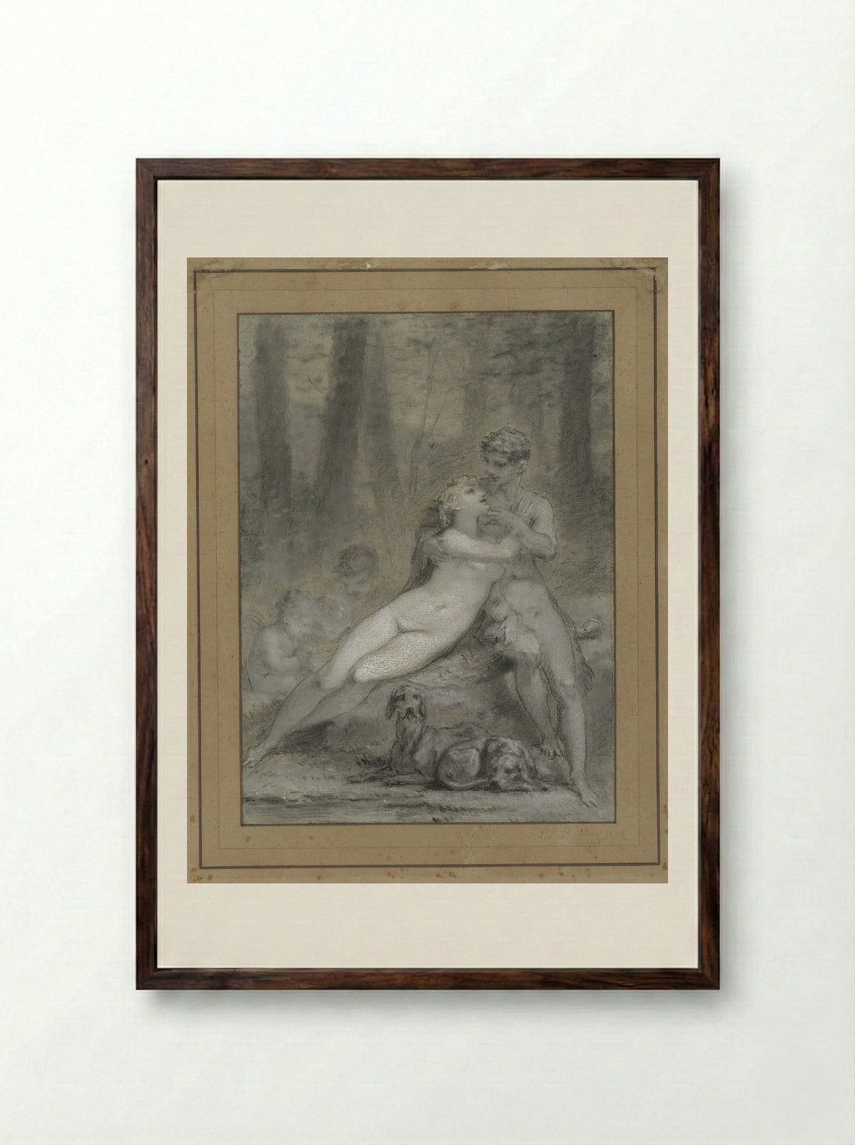 Venus and Adonis - Pierre-Paul Prud'hon - Framed Print Dark Wood