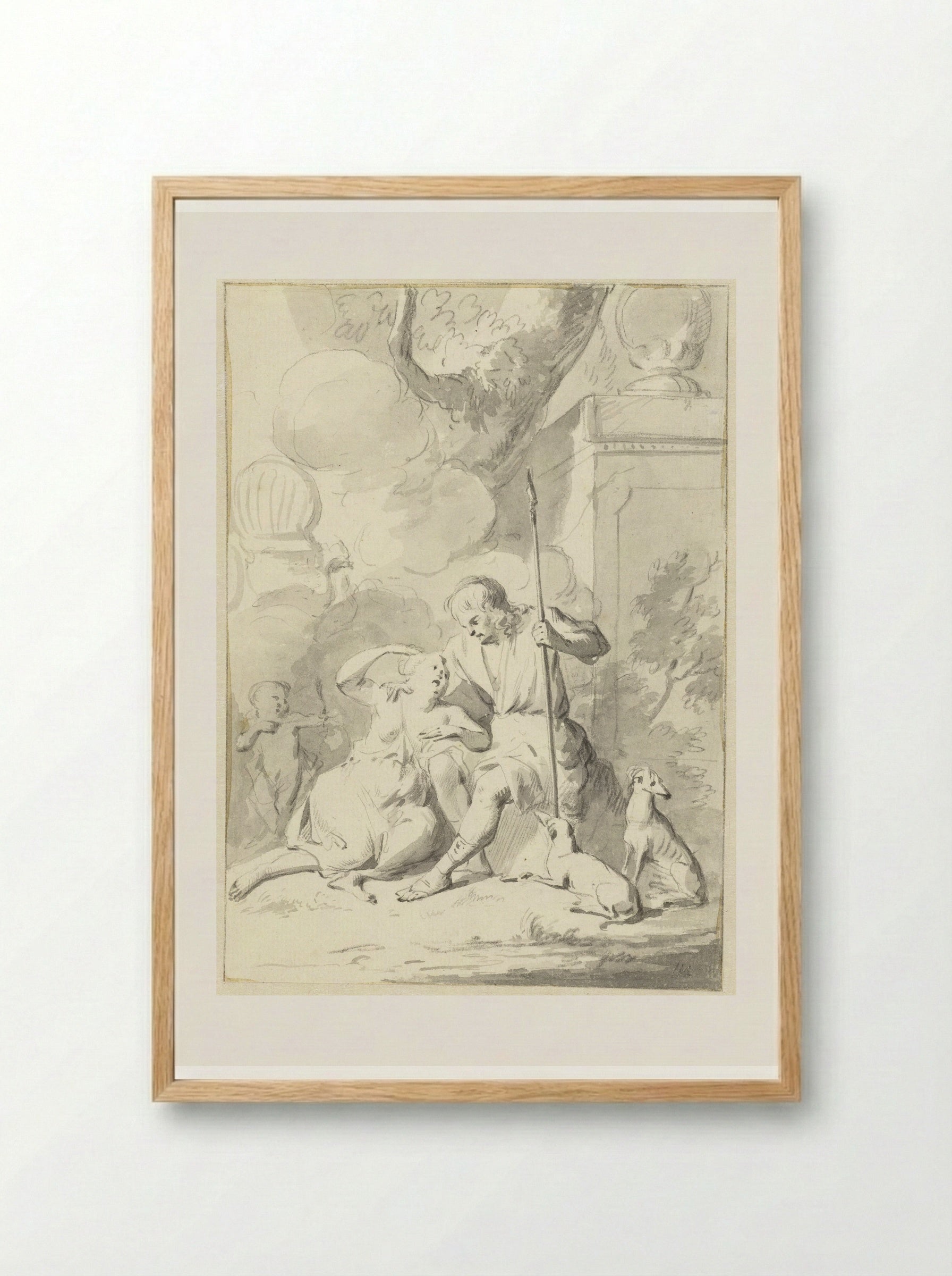 Venus and Adonis - Aert Schouman - Framed Print Wood