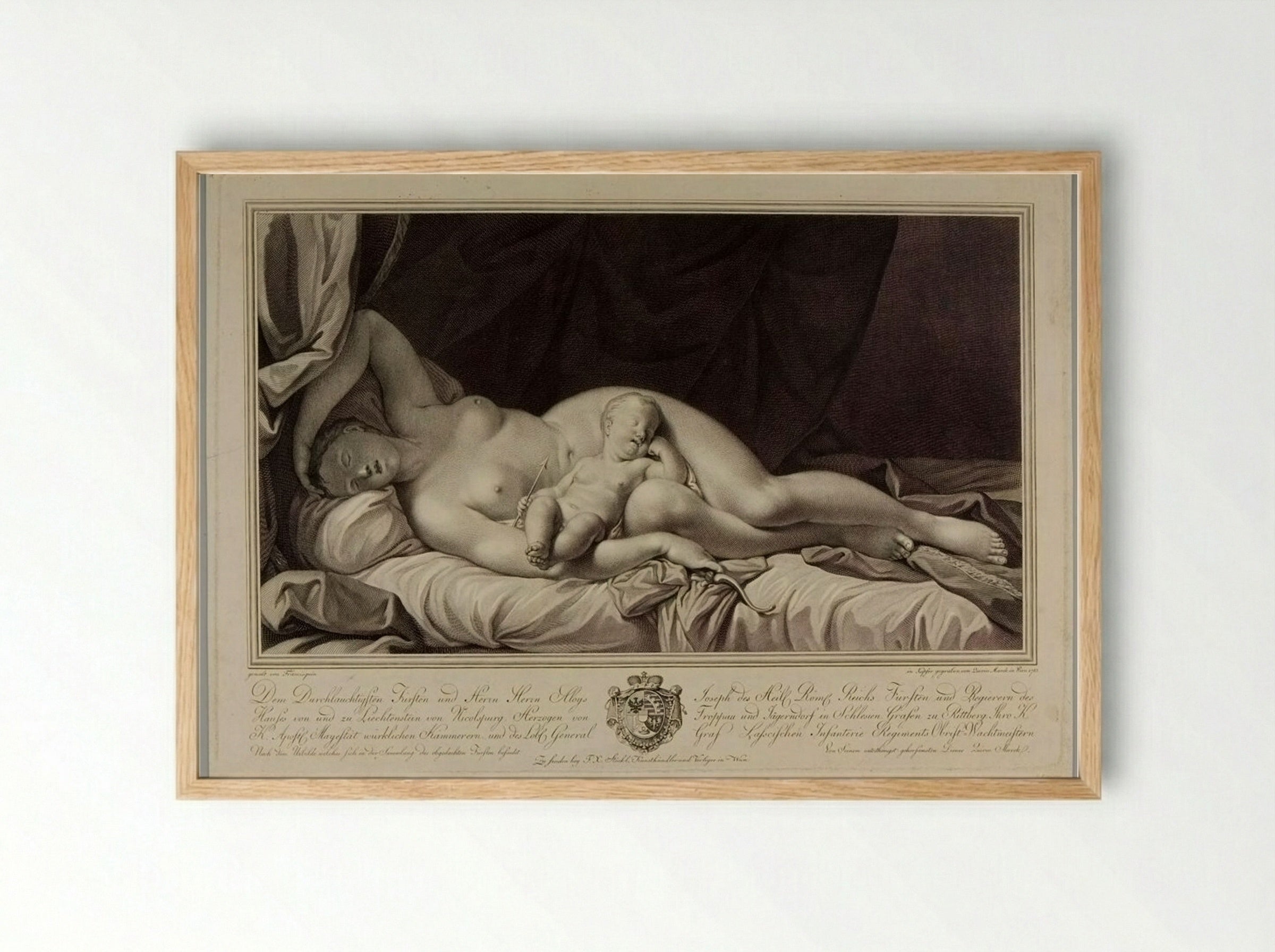 Venus and Cupid Sleeping - Quirin Mark - Framed Print Wood