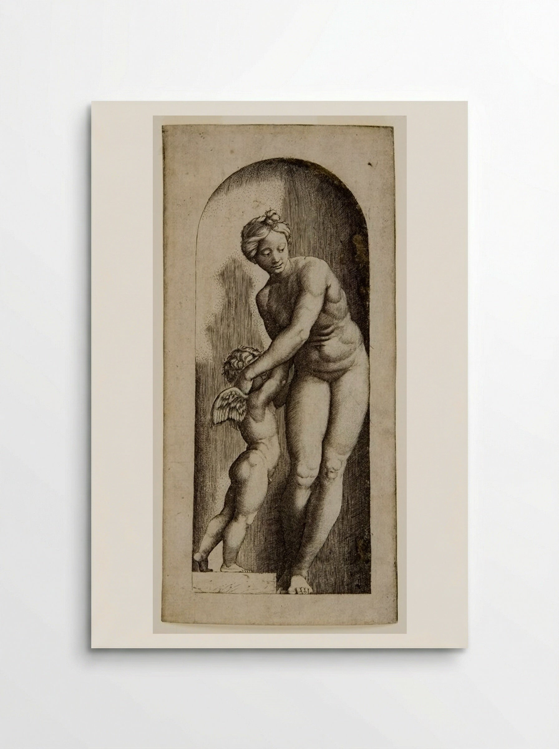 Venus and Cupid in a Niche - Marcantonio Raimondi - Poster