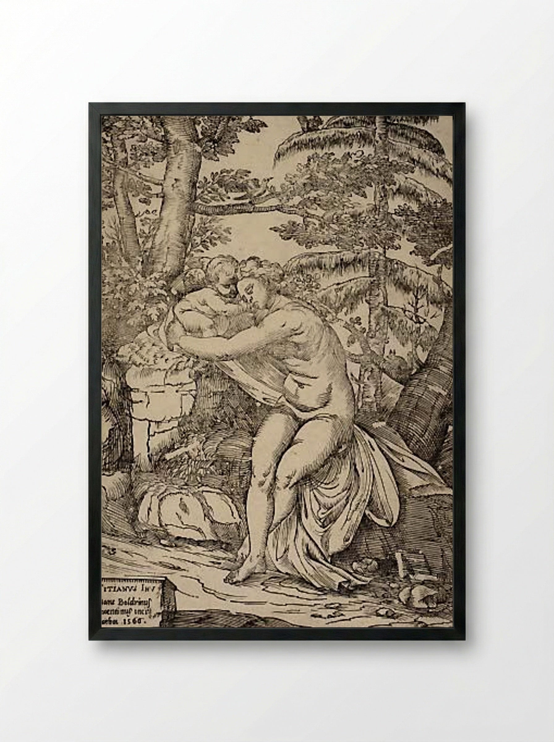 Venus and Cupid - Nicolò Boldrini - Framed Print Black