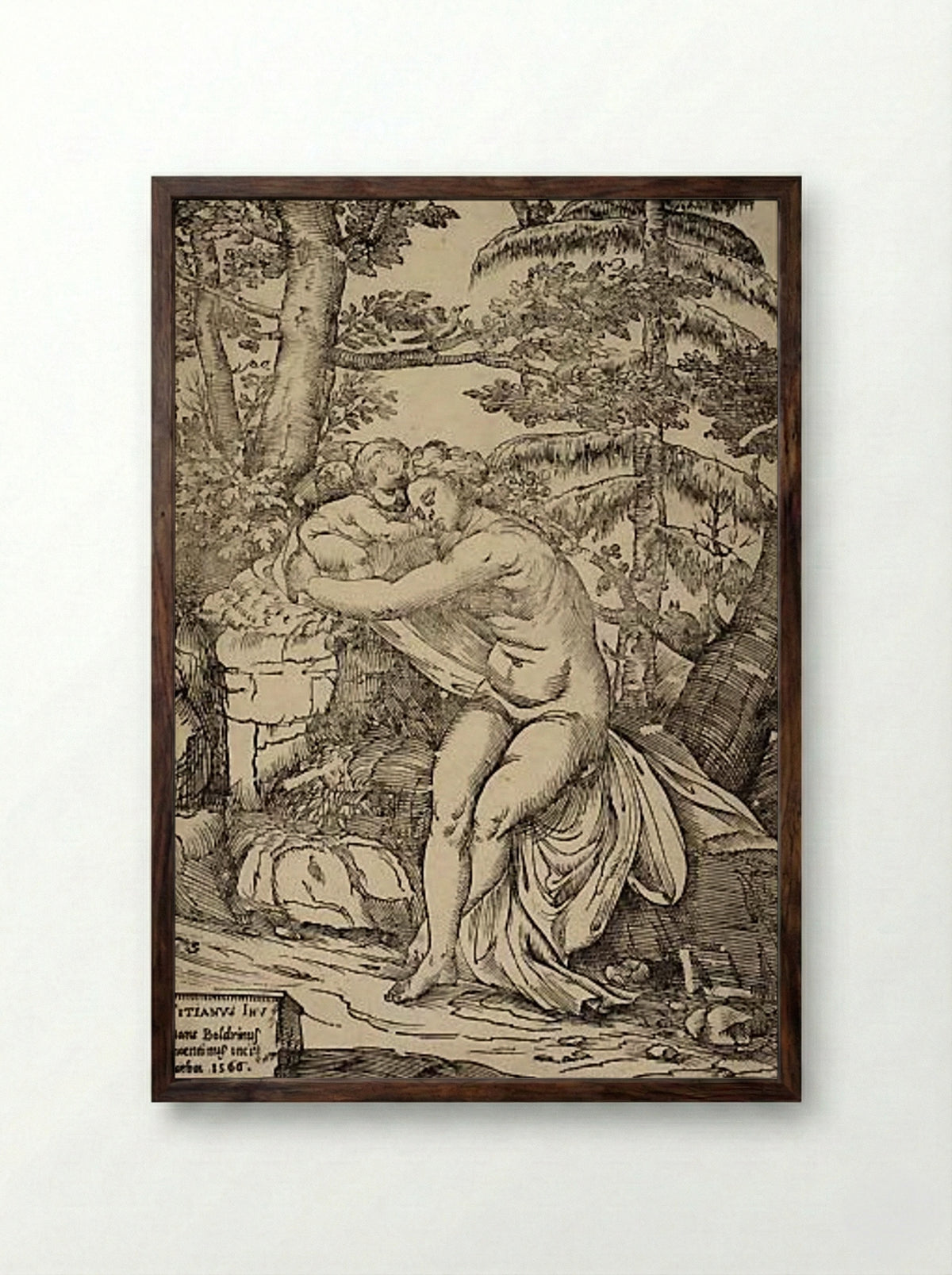 Venus and Cupid - Nicolò Boldrini - Framed Print Dark Wood