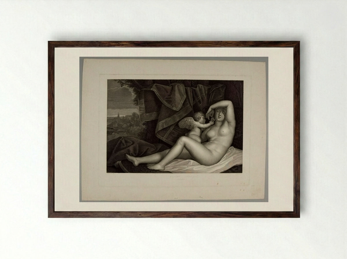 Venus and Cupid - Pietro Bonato - Framed Print Dark Wood