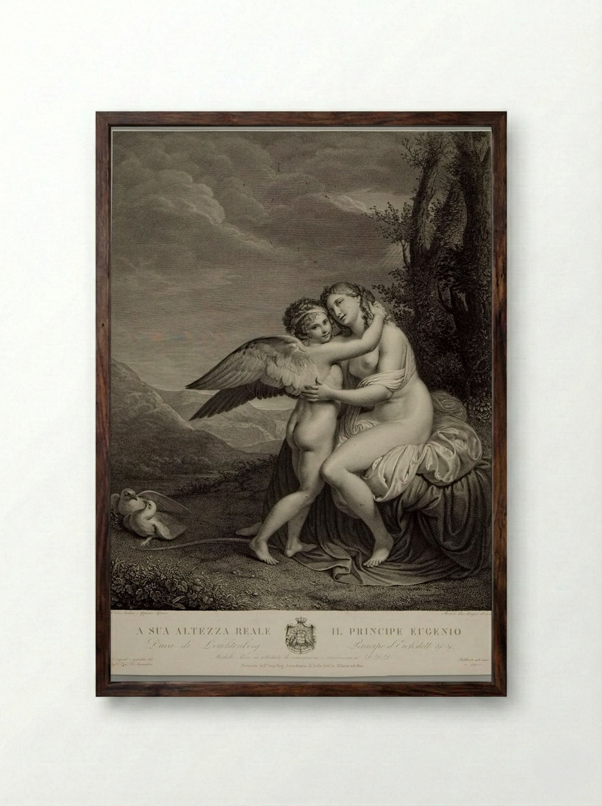 Venus and Cupid - Michele Bisi - Framed Print Dark Wood