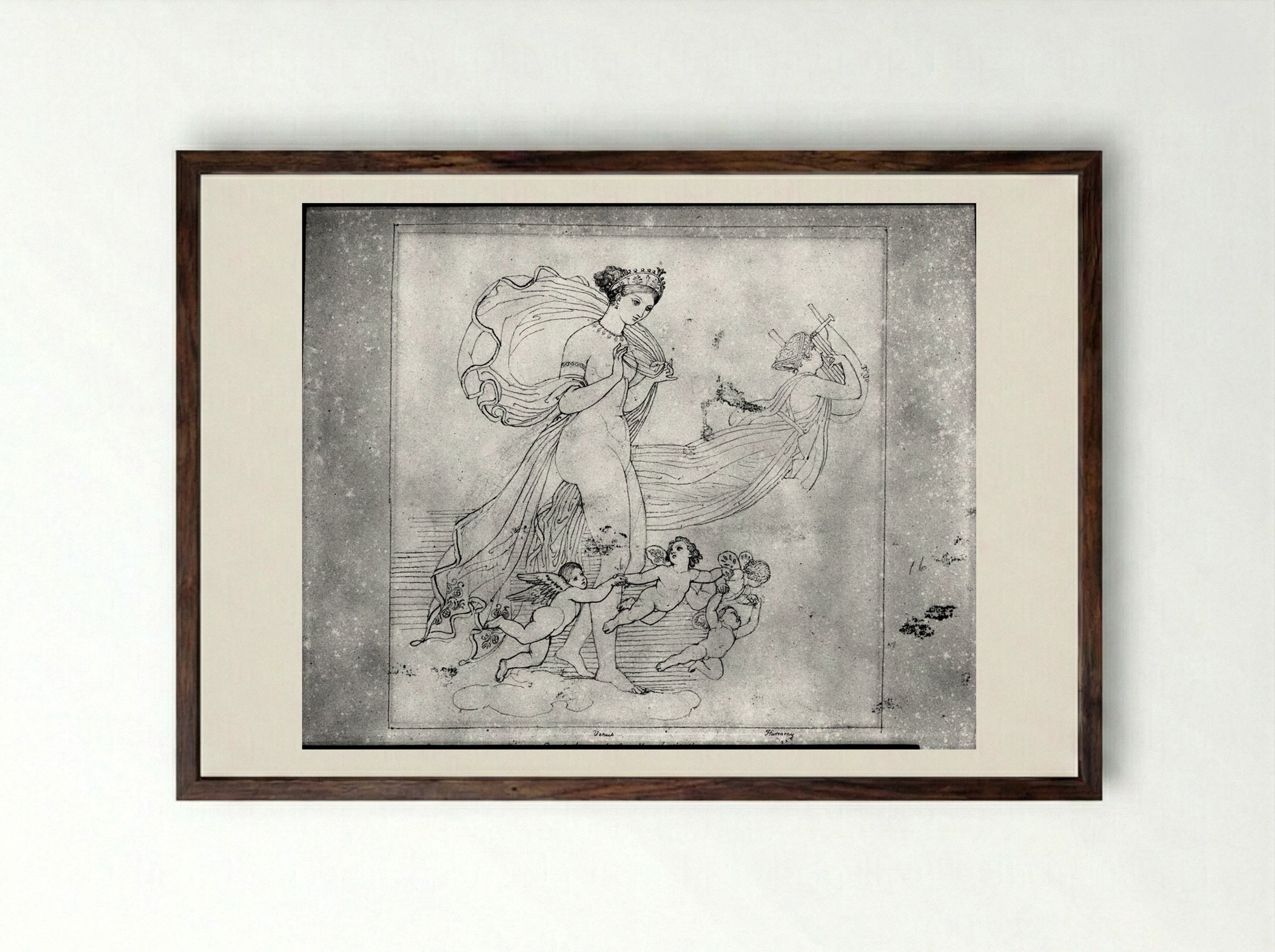 Venus and Harmony - John Flaxman - Framed Print Dark Wood