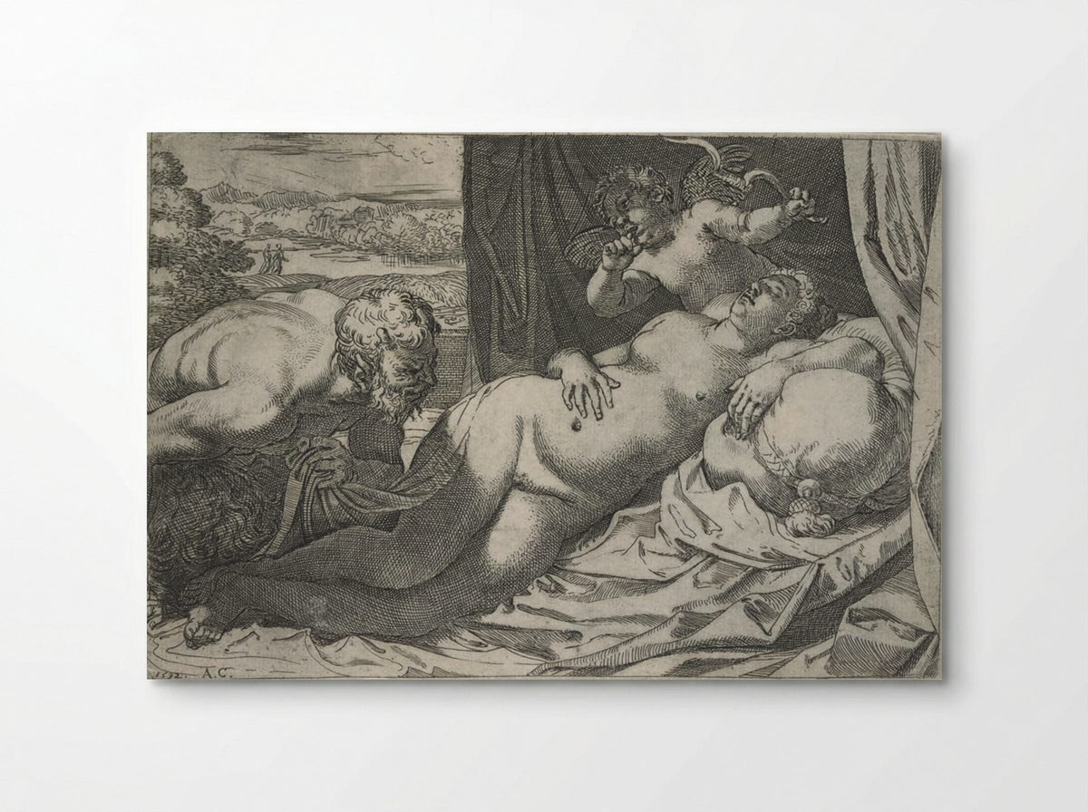 Venus and a Satyr - Annibale Carracci - Poster