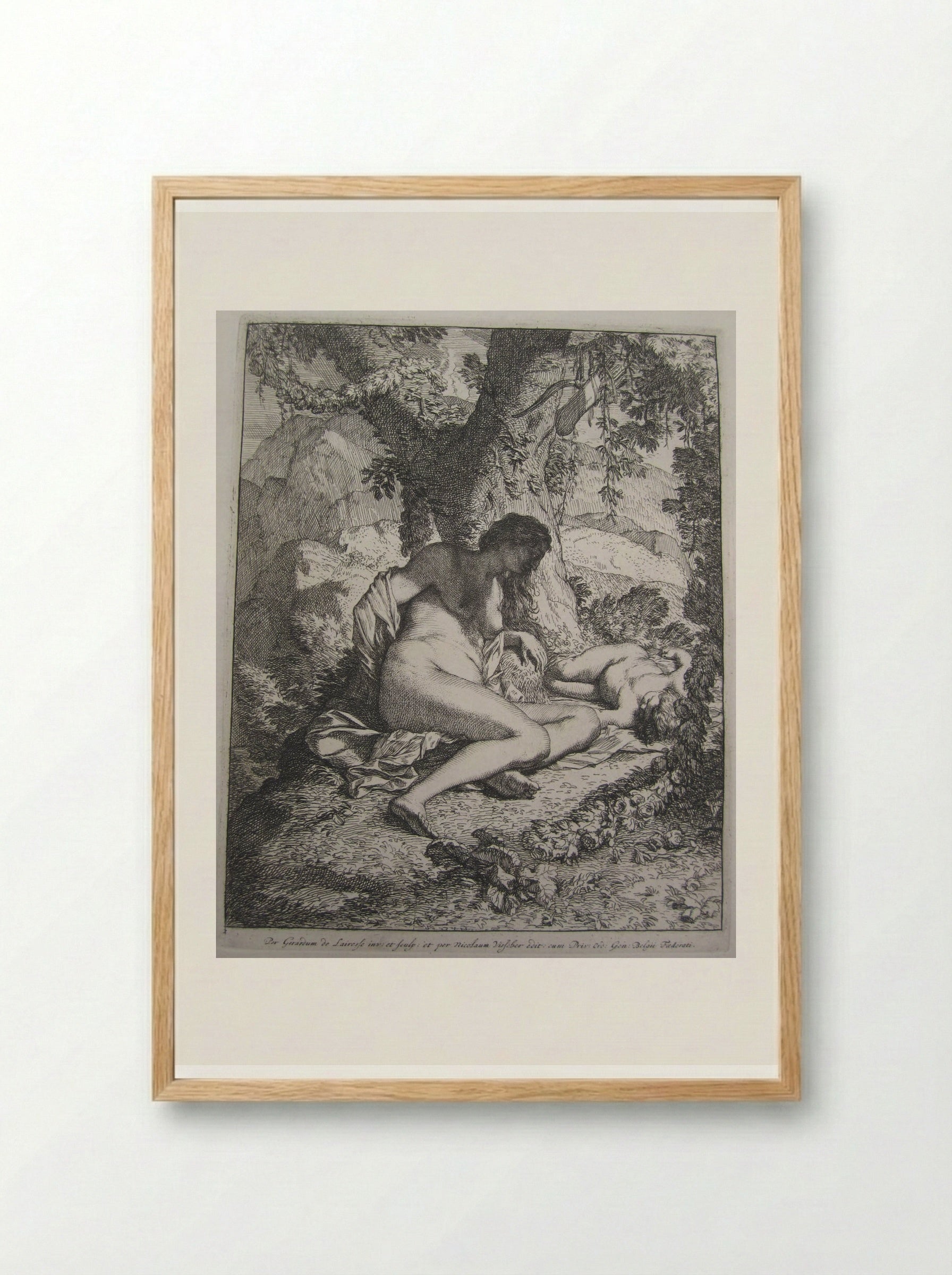 Venus and the Sleeping Cupid - Gérard de Lairesse - Framed Print Wood