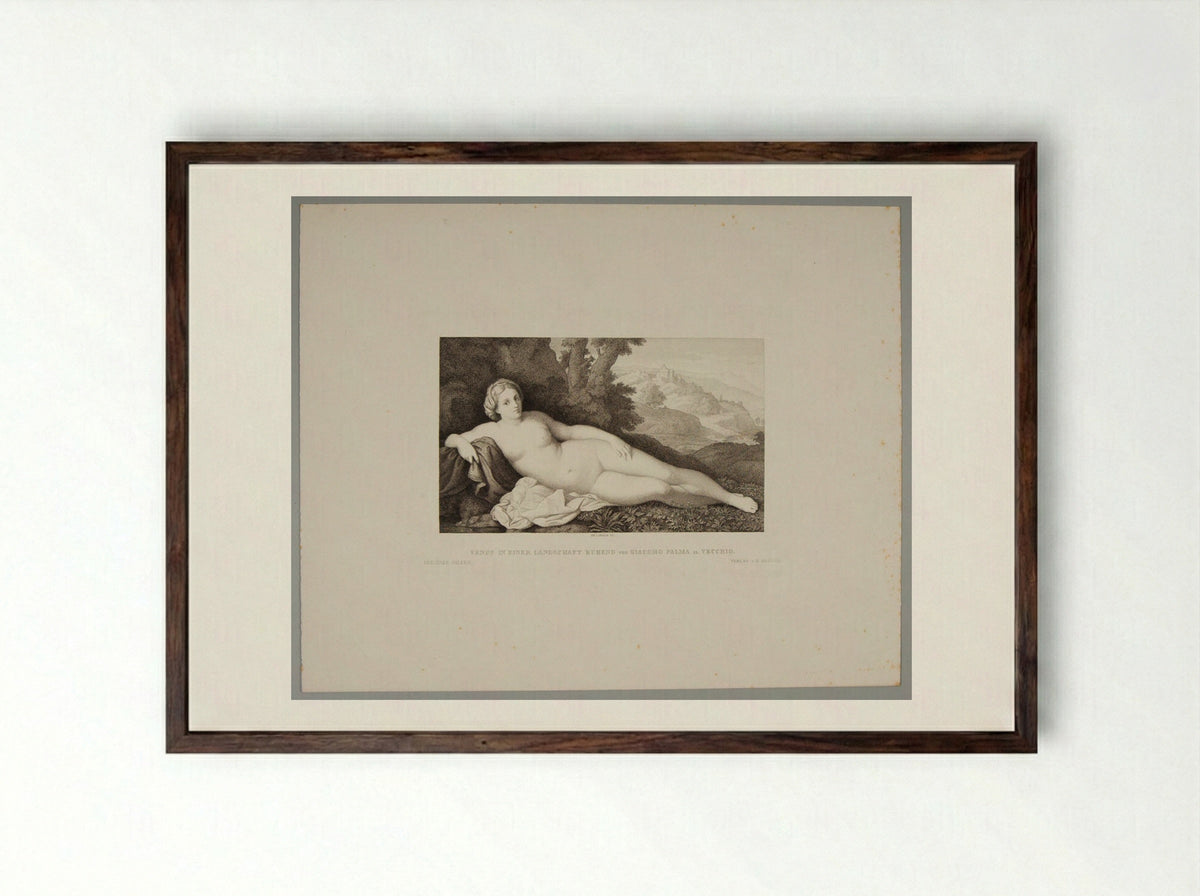 Venus in a Dormant Landscape - Carl Hermann Theodor Langer - Framed Print Dark Wood