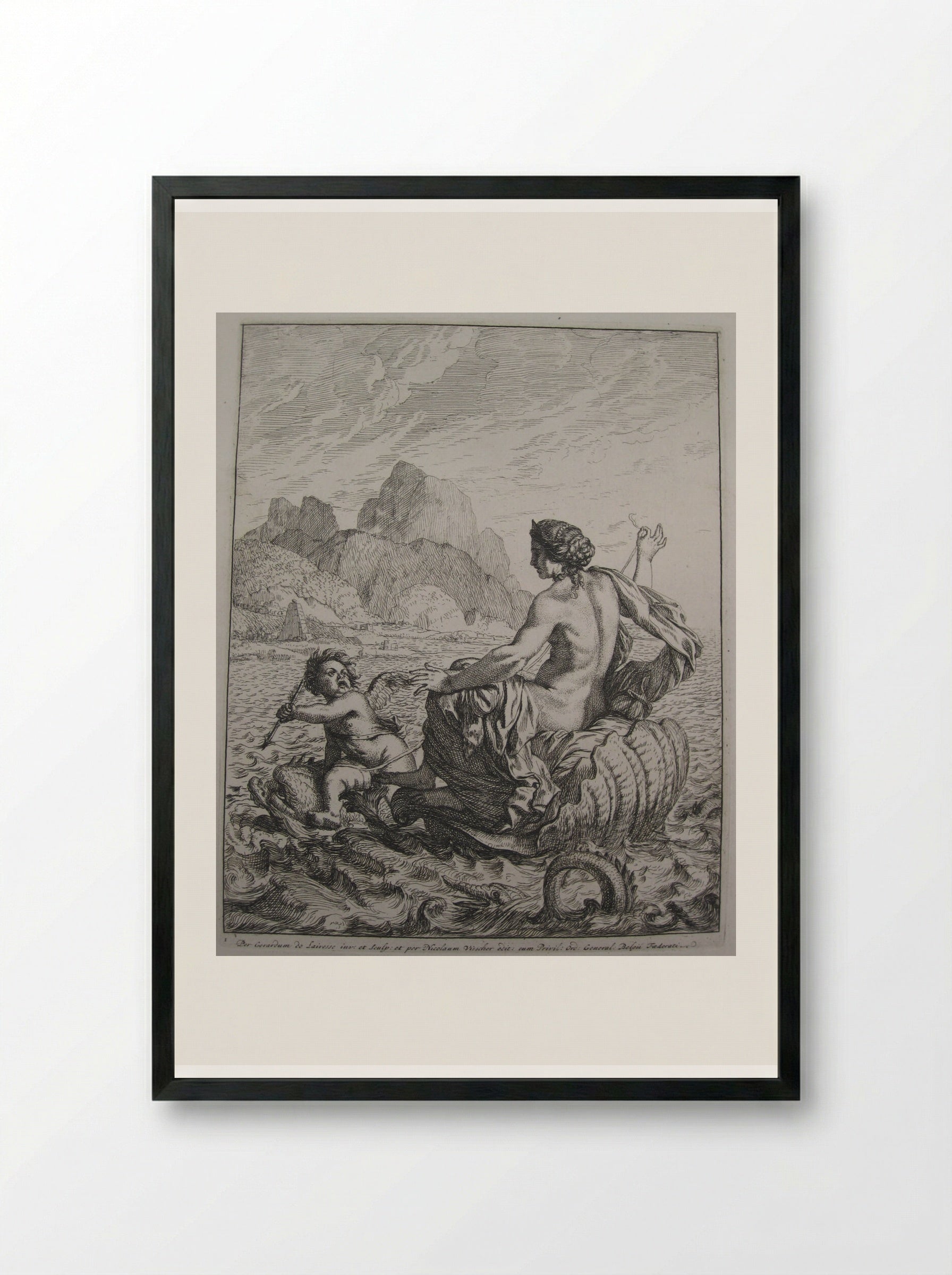 Venus on her way to Cyprus - Gérard de Lairesse - Framed Print Black