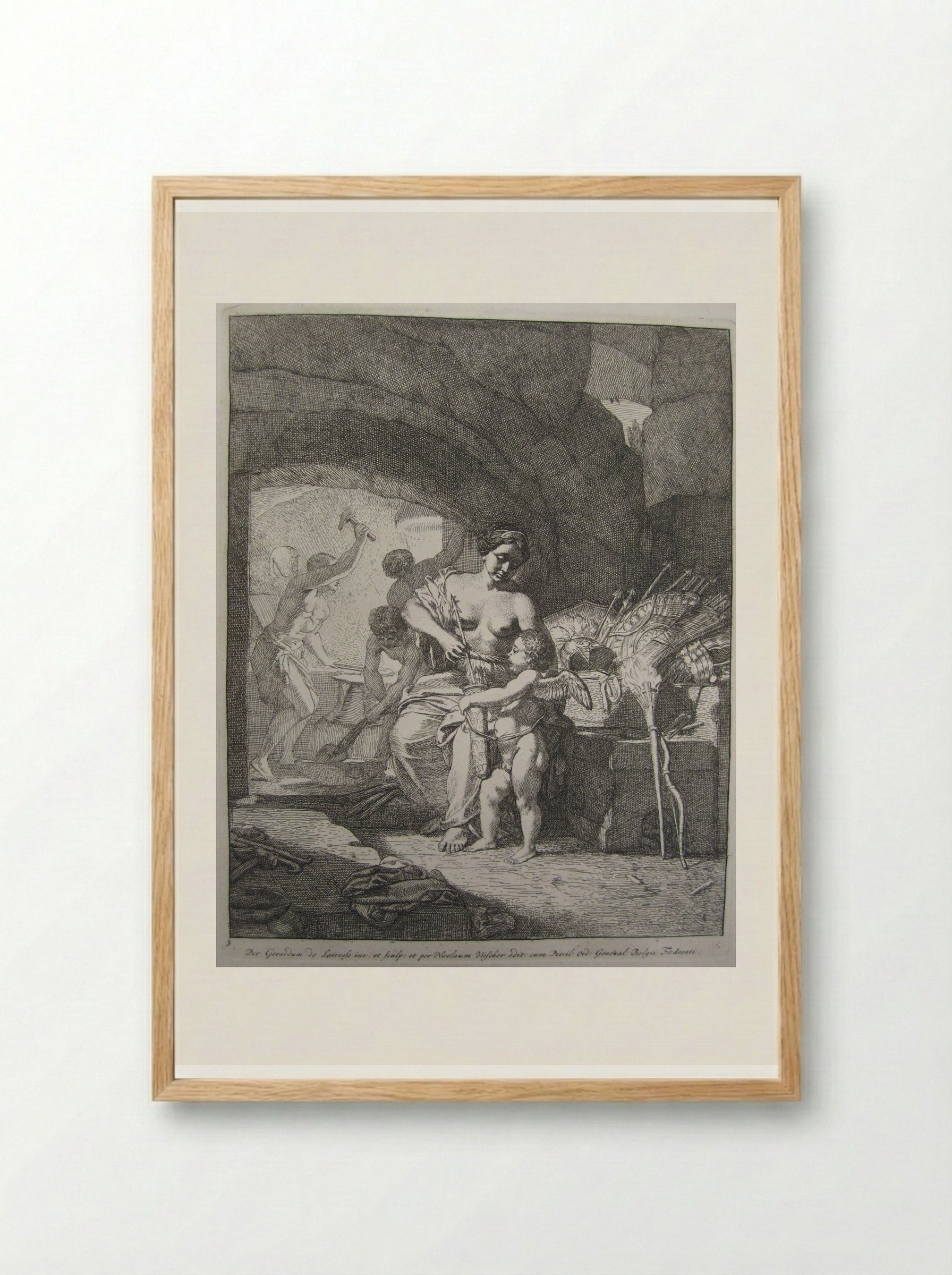 Venus replenishing Cupid's quiver with arrows - Gérard de Lairesse - Framed Print Wood
