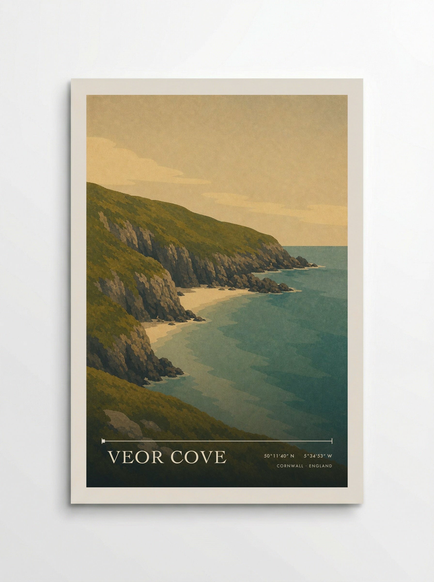 Veor Cove Cornwall England Travel Poster - Poster
