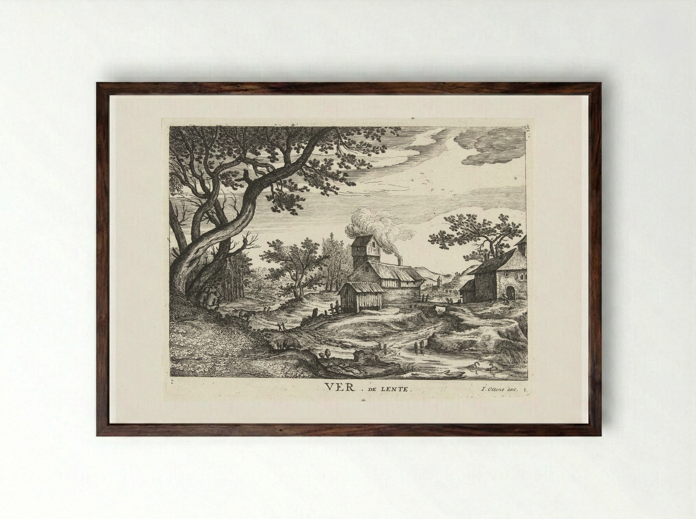 Ver (Spring) - Hendrick Hondius (I) - Framed Print Dark Wood
