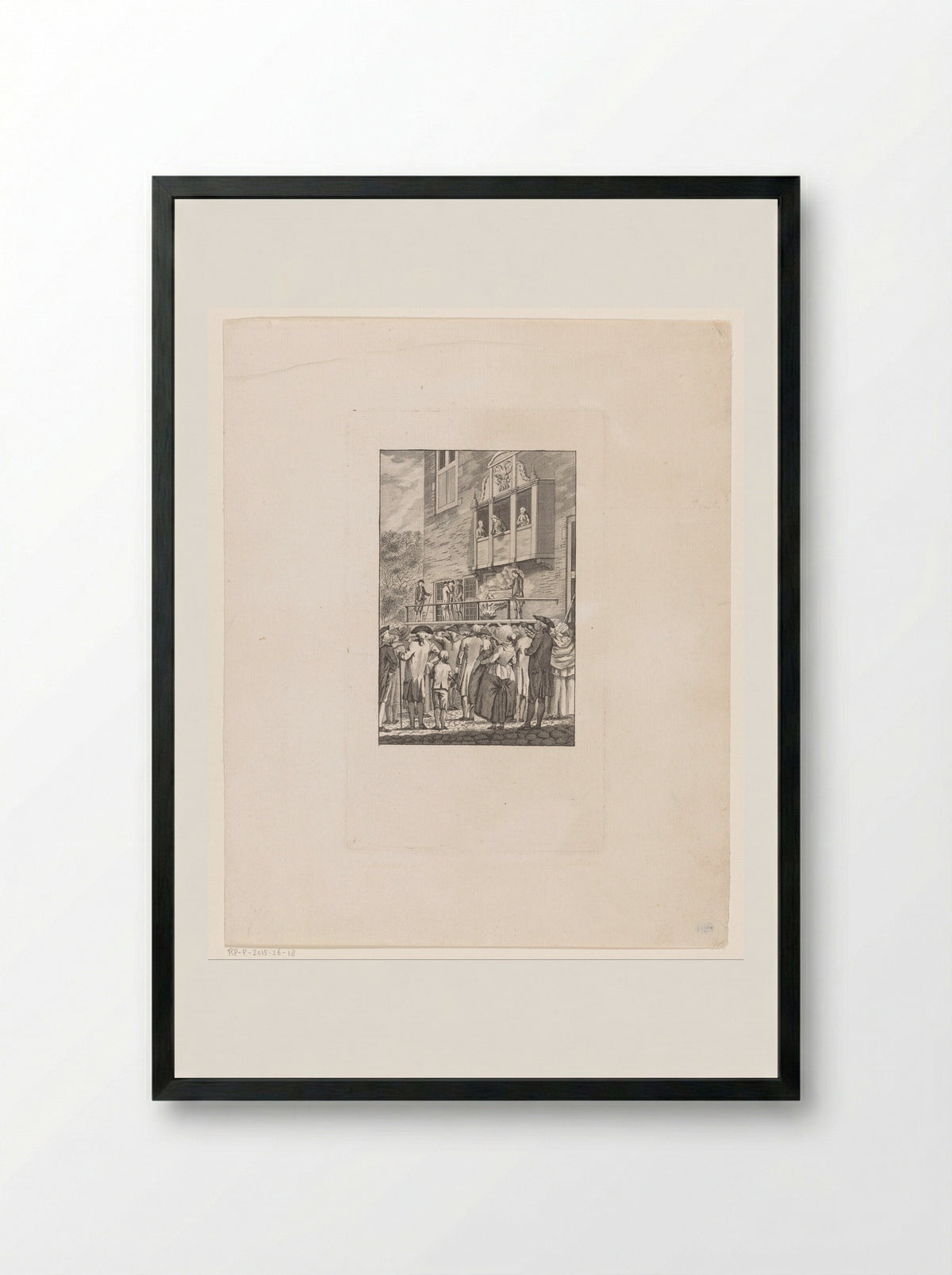 Verbranding van De Post van de Neder-Rhijn op schavot voor stadhuis te Arnhem op 22 april 1786 - Jan Lucas van der Beek - Framed Print Black