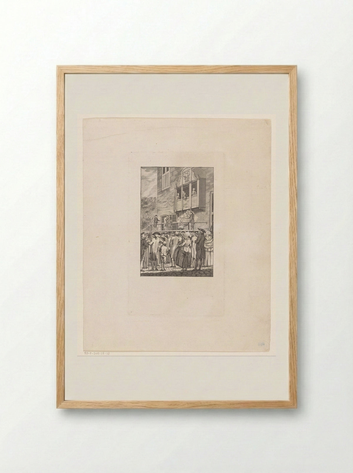 Verbranding van De Post van de Neder-Rhijn op schavot voor stadhuis te Arnhem op 22 april 1786 - Jan Lucas van der Beek - Framed Print Wood