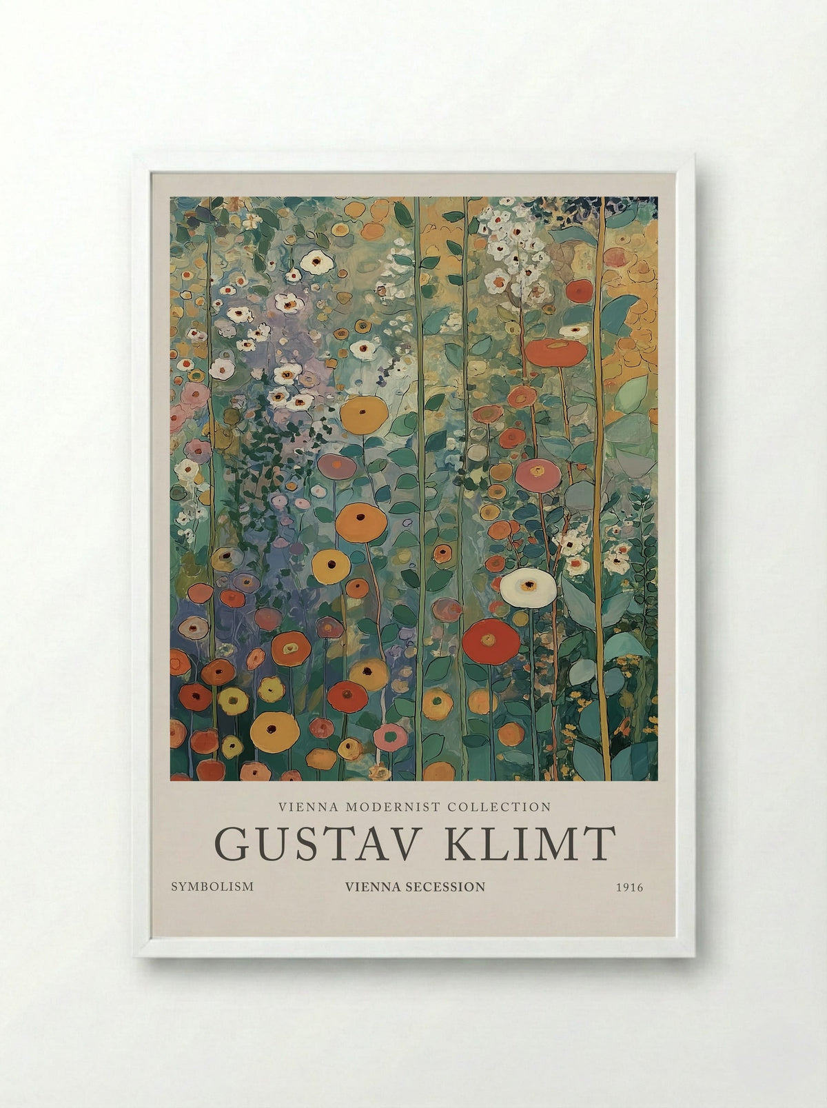 Verdant Garden Light - Gustav Klimt - Framed Print White