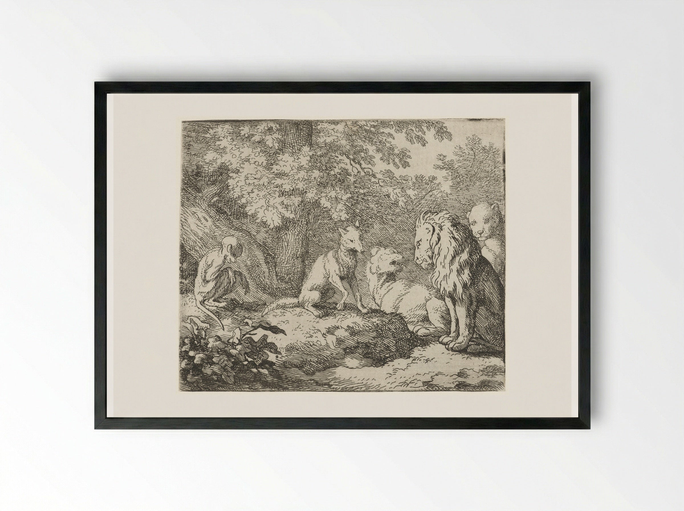 Verdere leugens van Reinaert de vos - Allaert van Everdingen - Framed Print Black