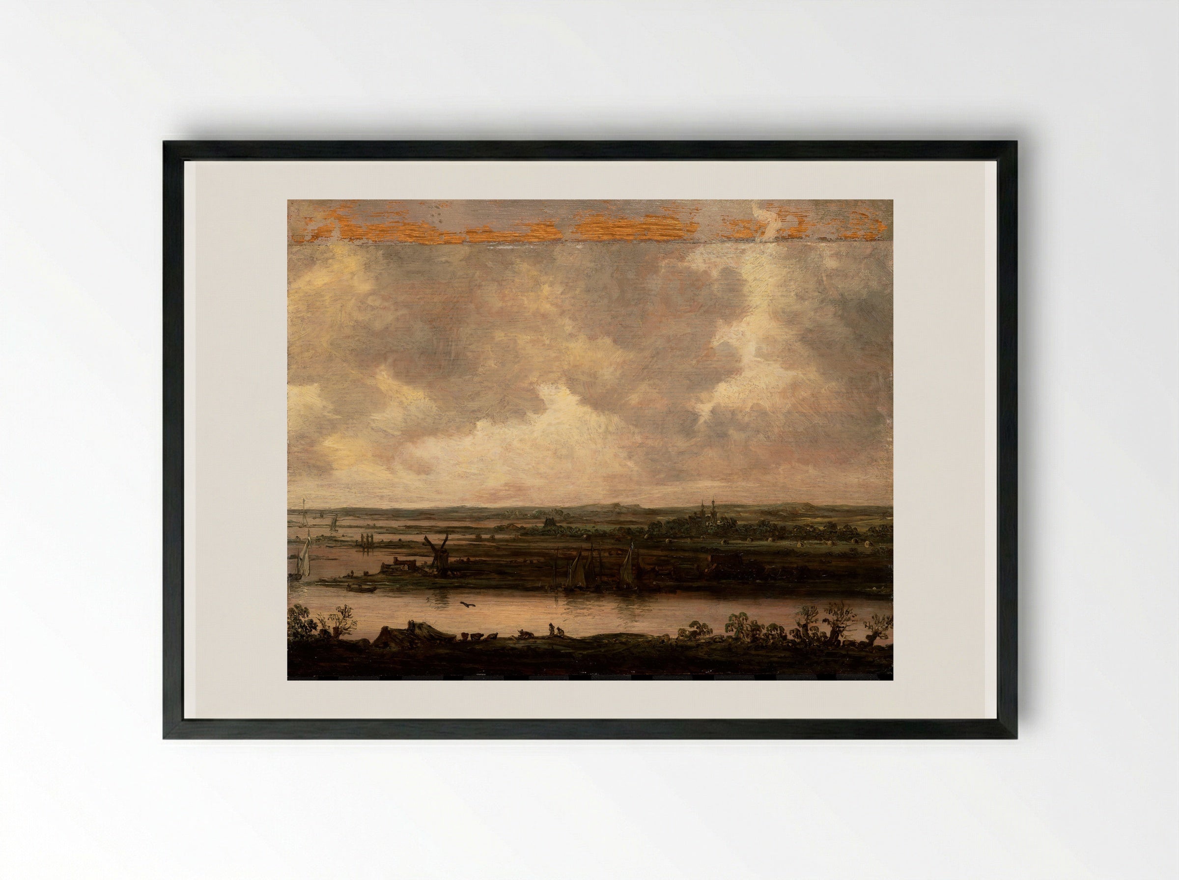 Vergezicht op het Spaarne en het Haarlemmermeer - Jan van Goyen - Framed Print Black