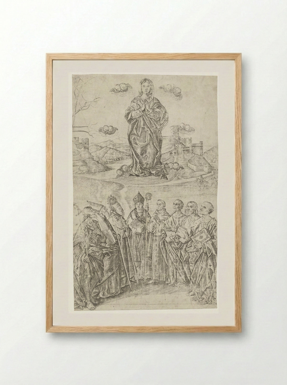 Verheerlijking van Maria met acht heiligen - Girolamo Mocetto - Framed Print Wood