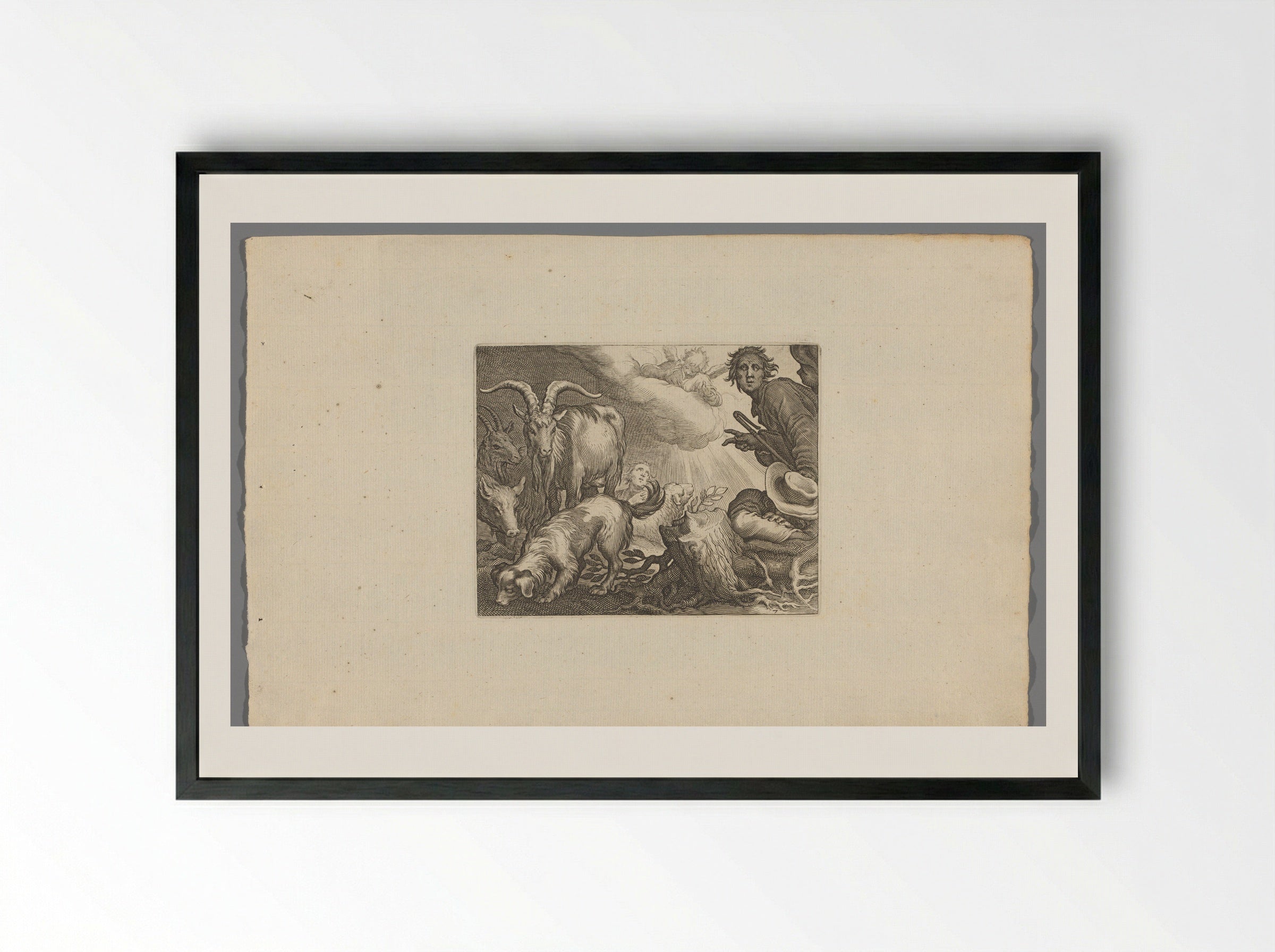 Verkondiging aan de herders - Boëtius Adamsz. Bolswert - Framed Print Black