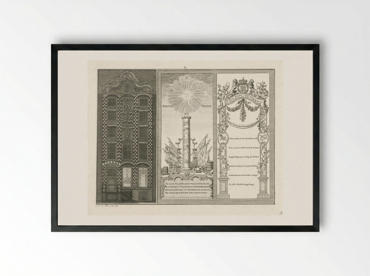 Verlichting en versiering van het huis van de heer C. Scholten van Aschat te Amsterdam - Cornelis van Hoogeveen junior - Framed Print Black