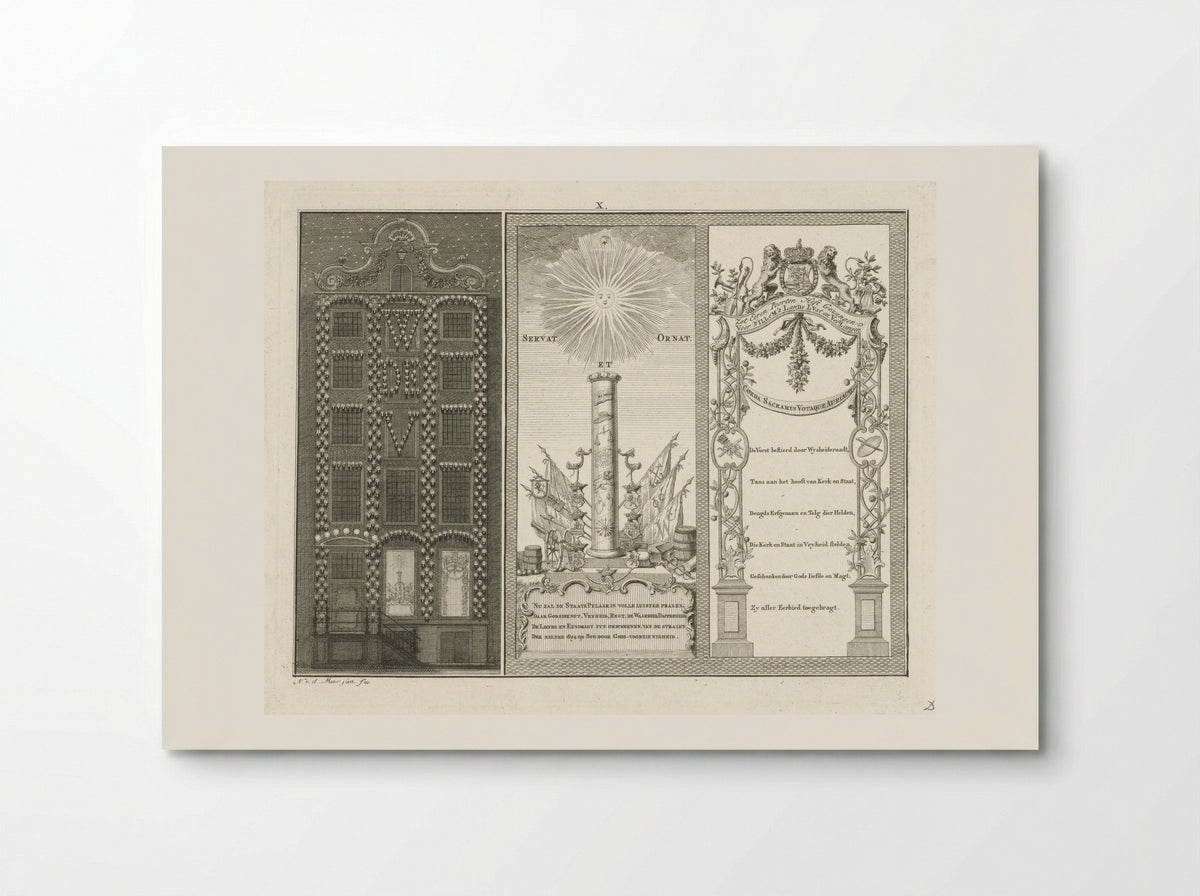 Verlichting en versiering van het huis van de heer C. Scholten van Aschat te Amsterdam - Cornelis van Hoogeveen junior - Poster