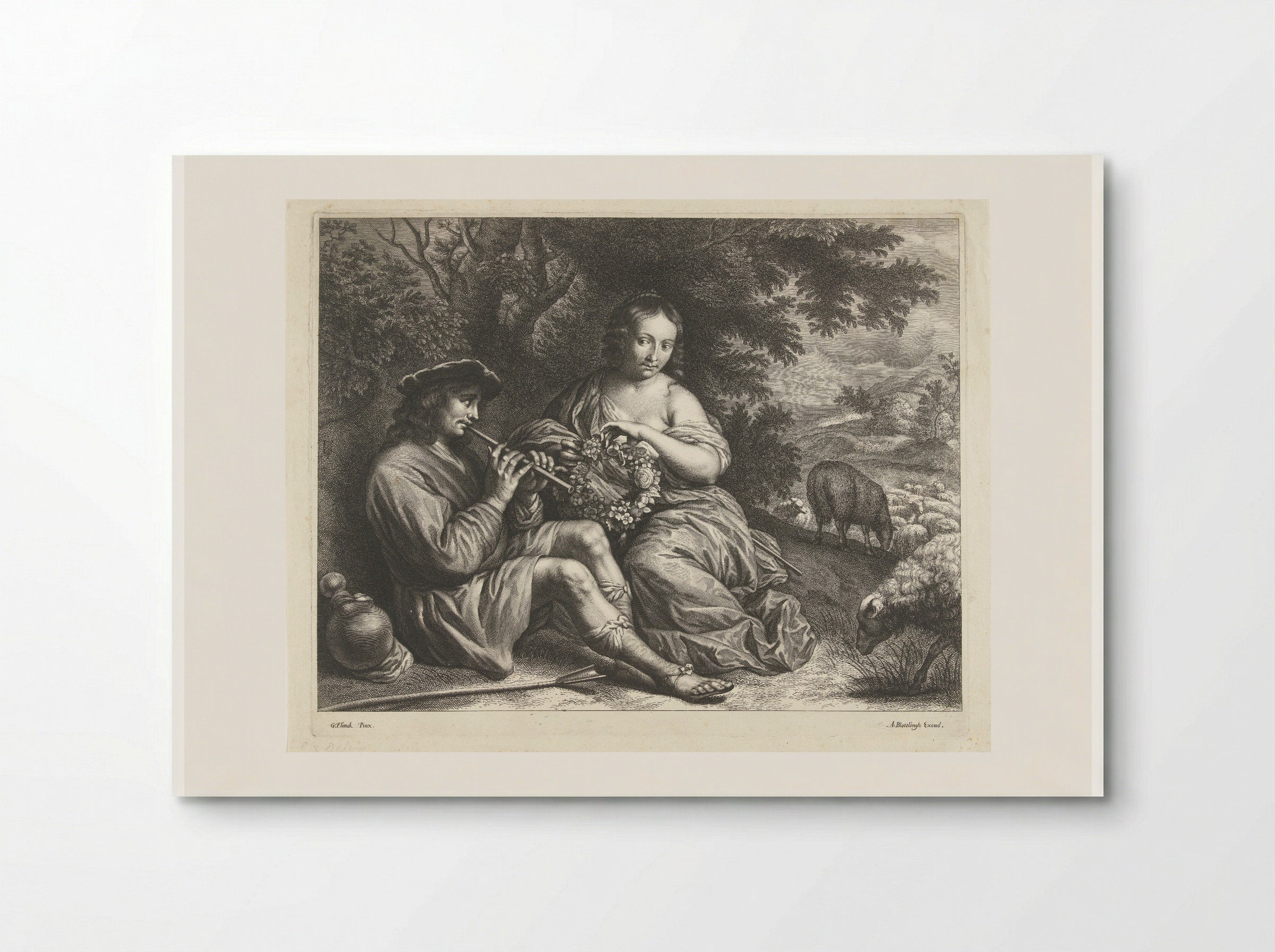 Verliefd herderspaar onder een boom - Abraham Bloteling - Poster