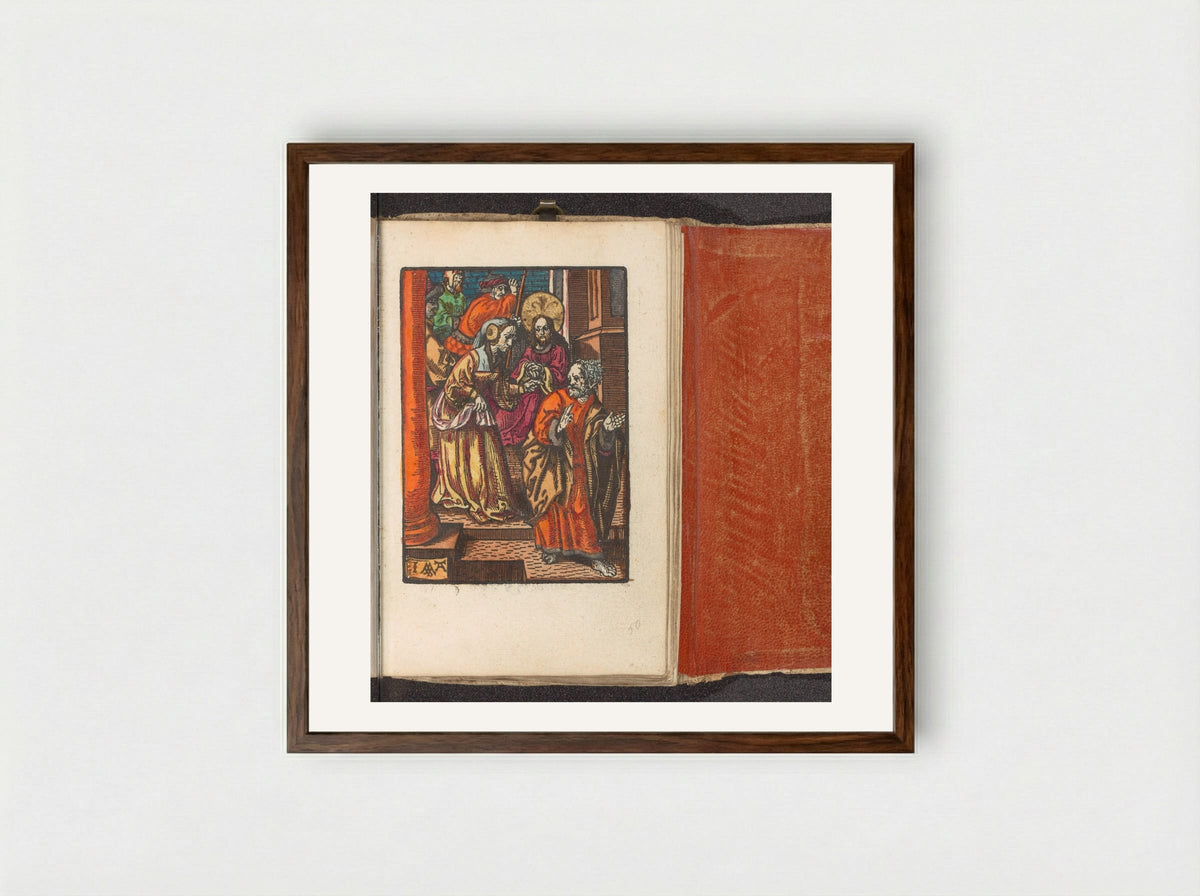 Verloochening van Petrus - Doen Pietersz. - Framed Print Dark Wood