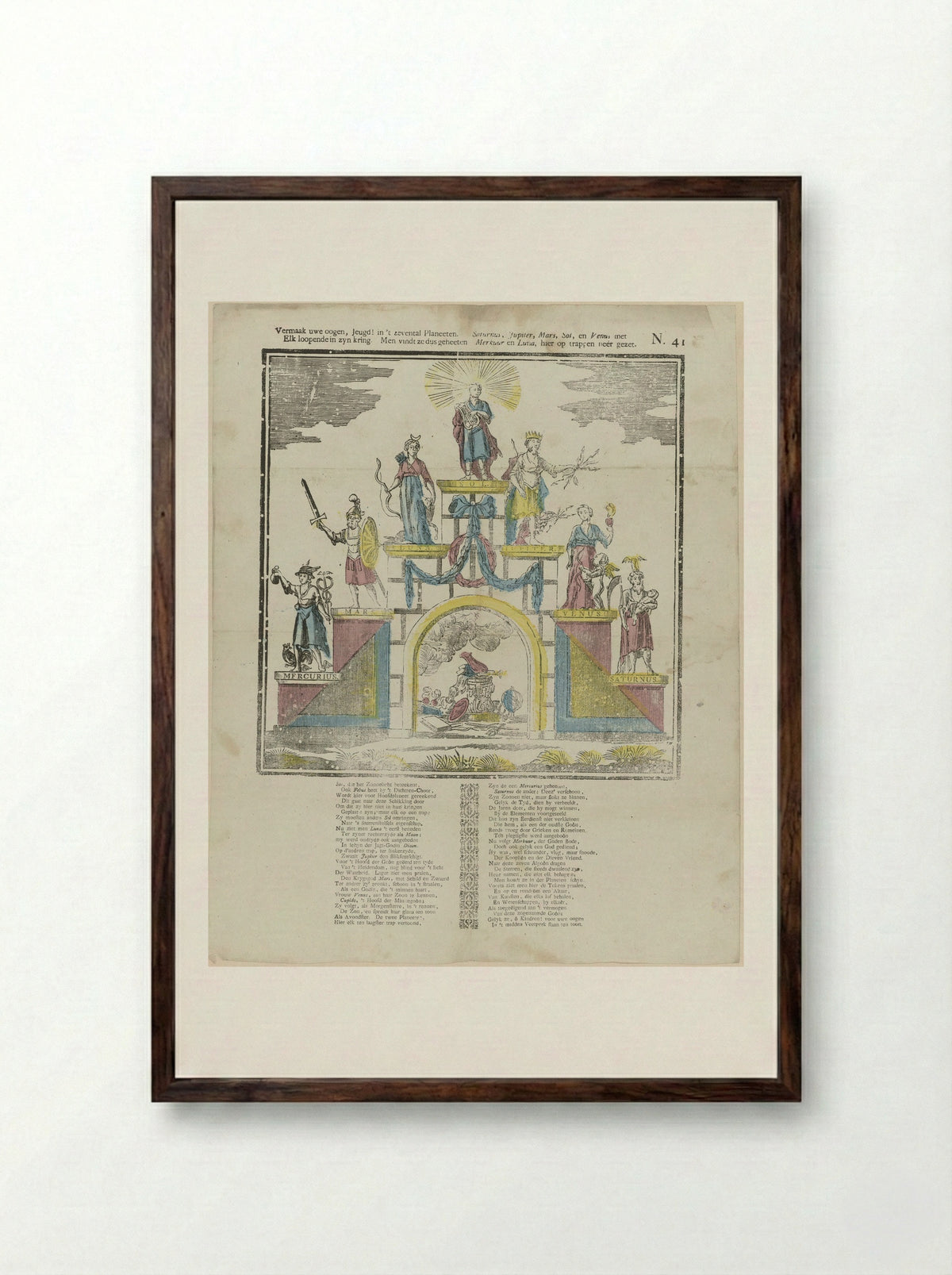 Vermaak uwe oogen, jeugd! in 't zevental planeeten - Glenisson & Zonen - Framed Print Dark Wood
