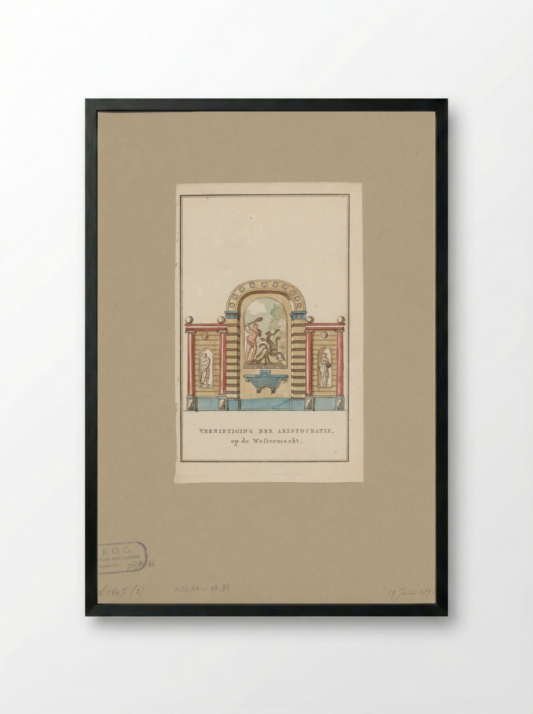 Vernietiging der Aristocratie, decoratie op de Westermarkt te Amsterdam - Noach van der Meer (II) - Framed Print Black