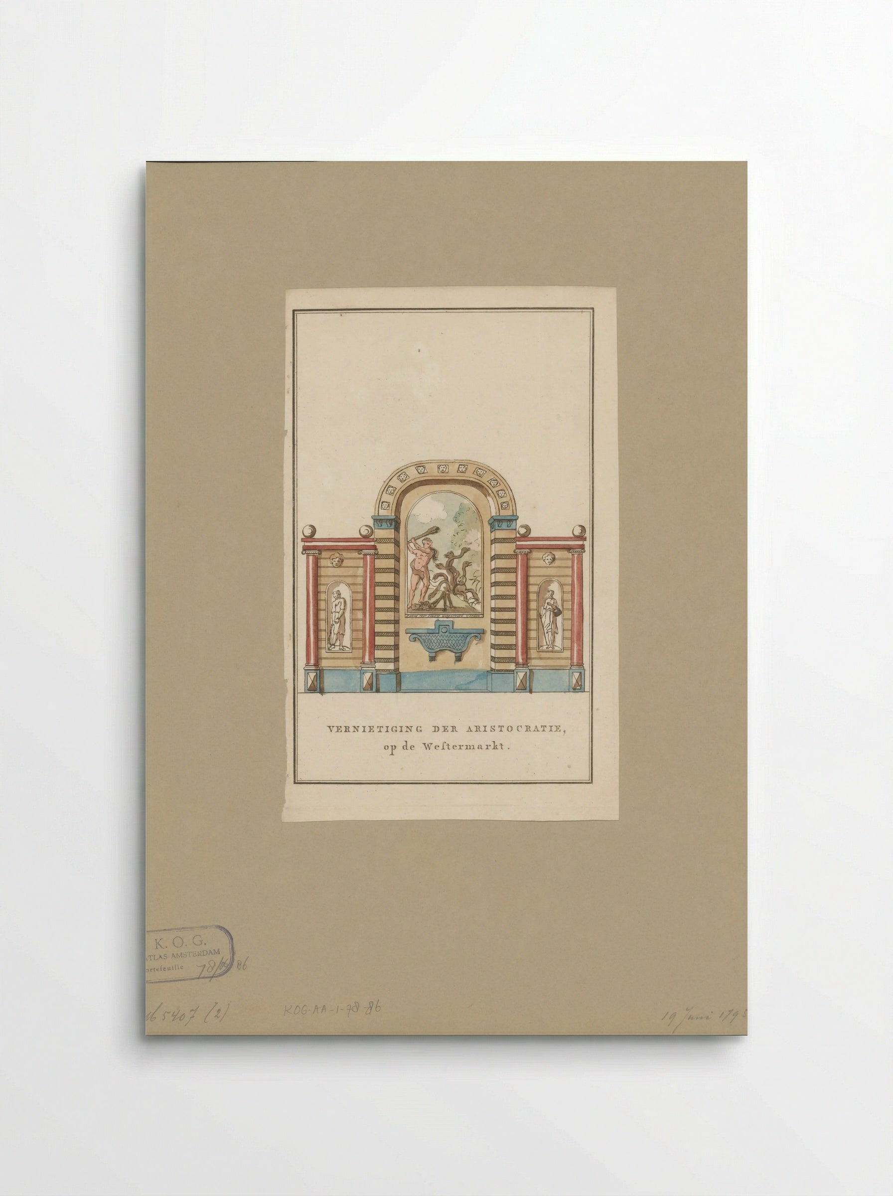 Vernietiging der Aristocratie, decoratie op de Westermarkt te Amsterdam - Noach van der Meer (II) - Poster