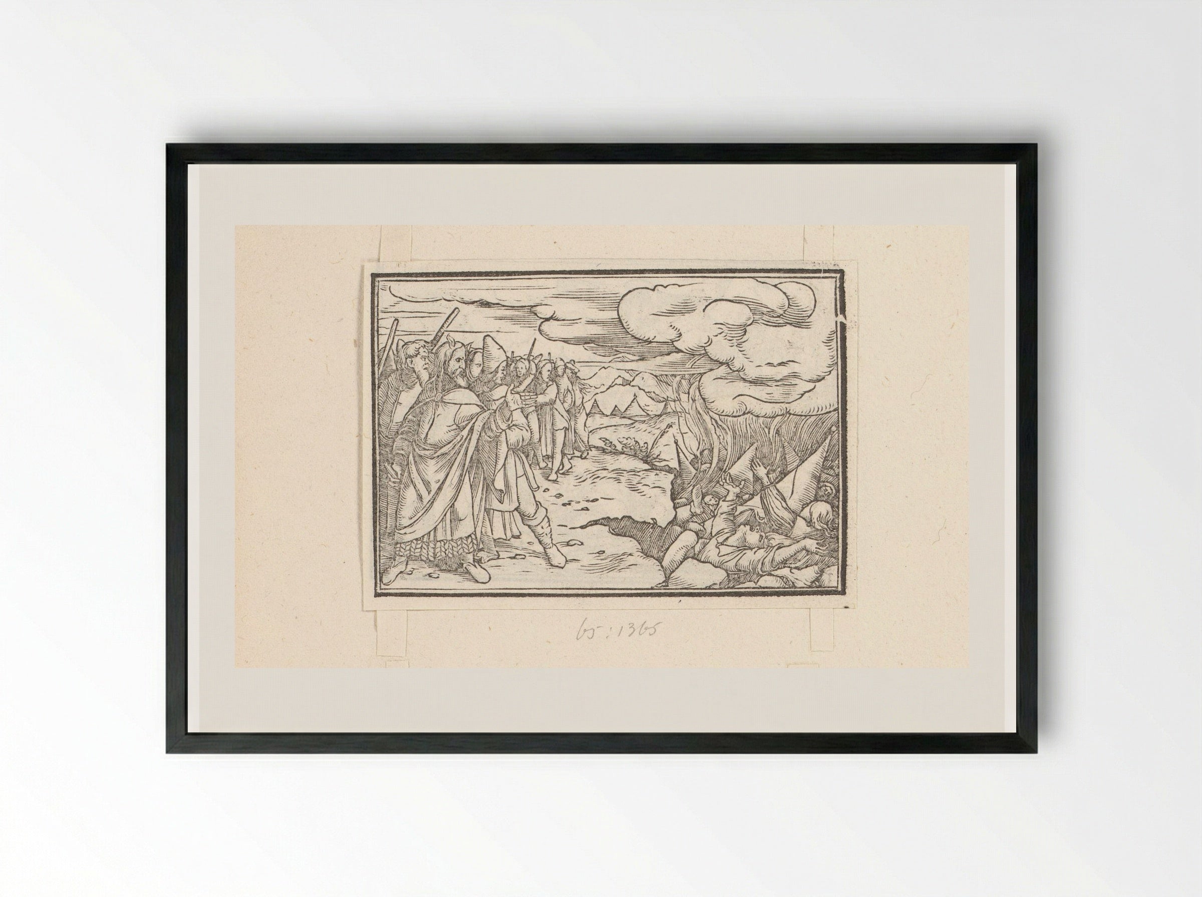 Vernietiging van de stam van Korach - Veit Rudolf Specklin - Framed Print Black