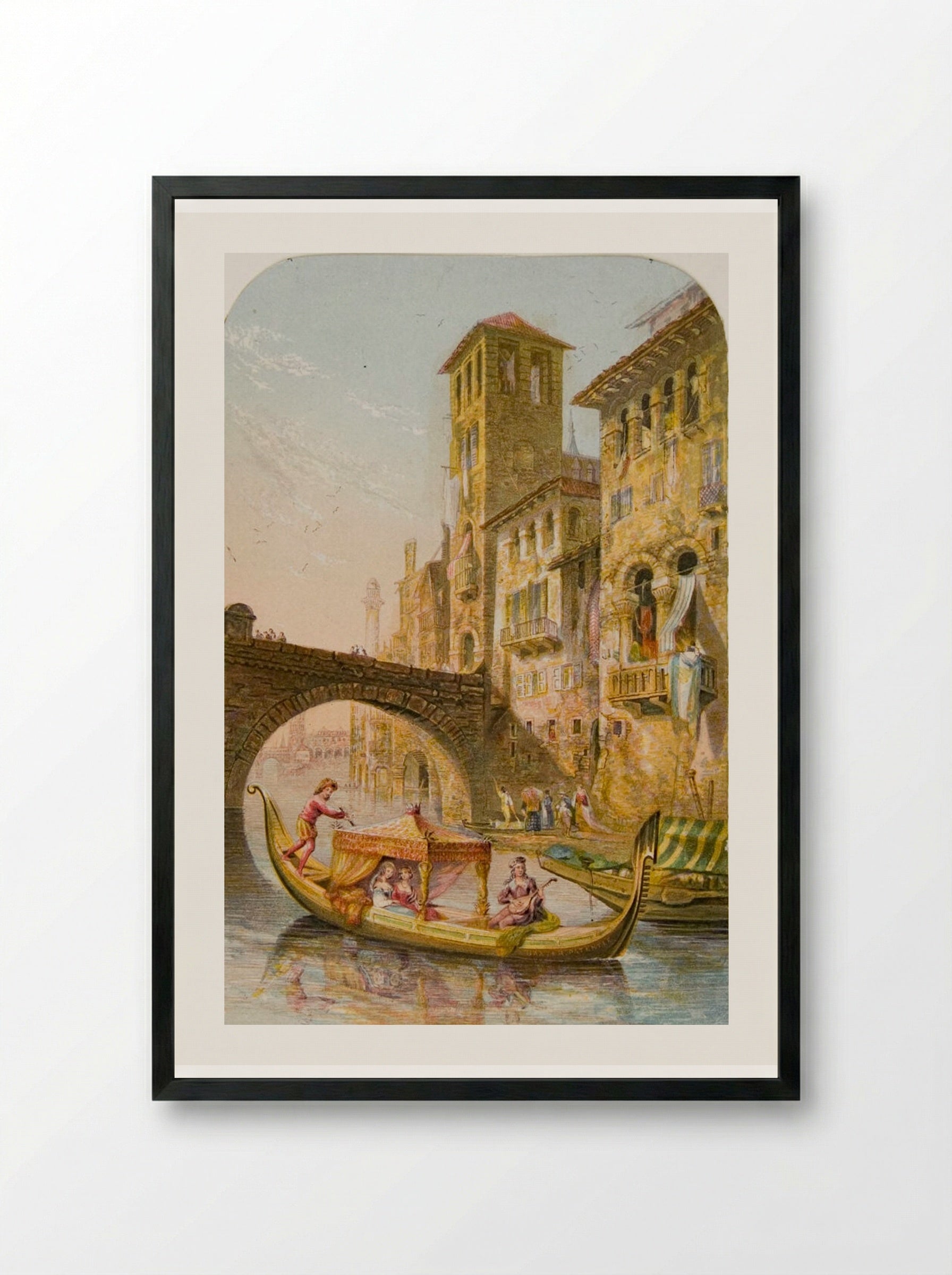Verona (Evening Scene) - George Baxter - Framed Print Black