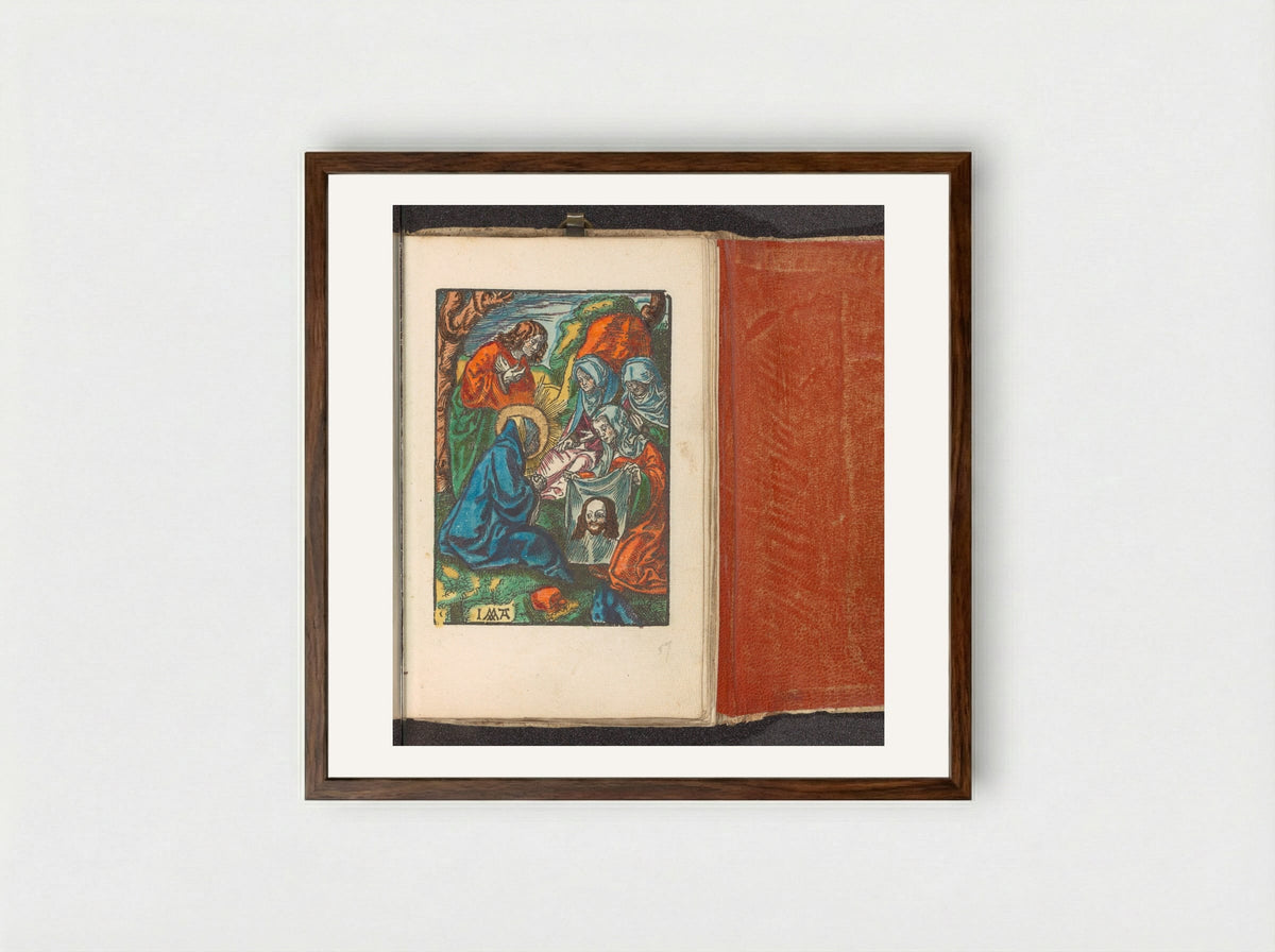 Veronica Showing the Sudarium to Mary and John - Doen Pietersz. - Framed Print Dark Wood