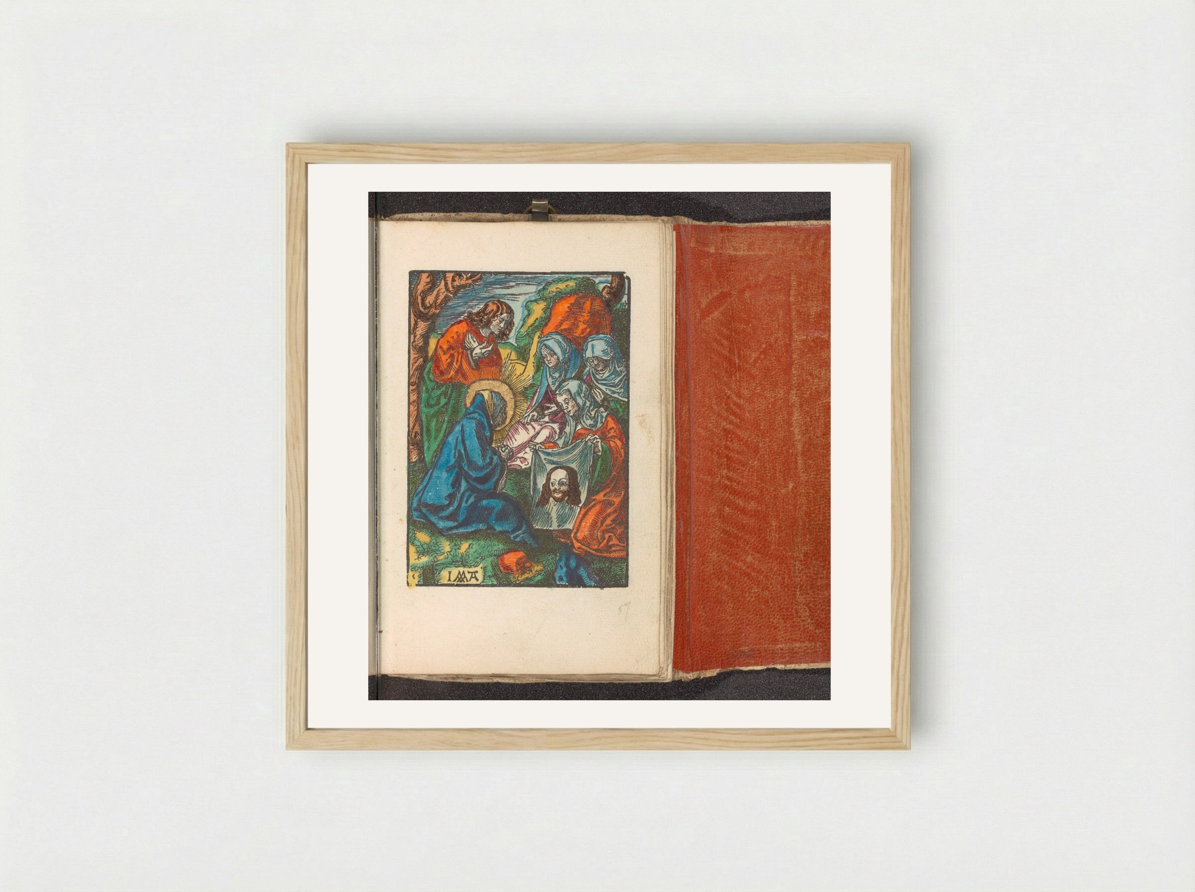 Veronica Showing the Sudarium to Mary and John - Doen Pietersz. - Framed Print Wood