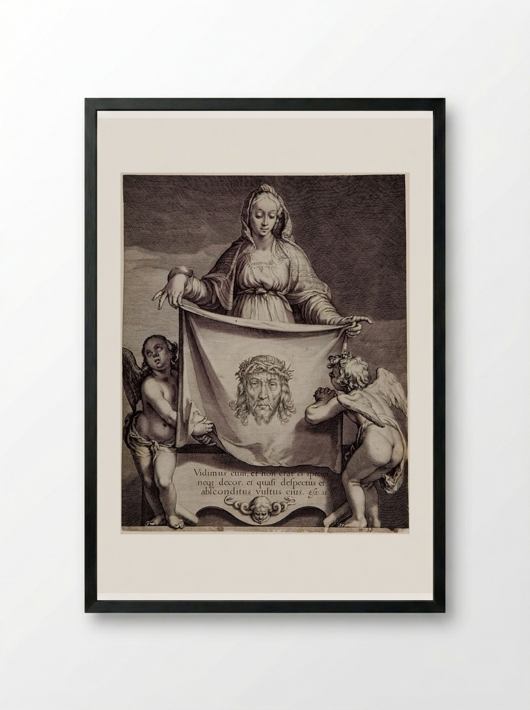 Veronica with the Sudarium - Jacob Matham - Framed Print Black