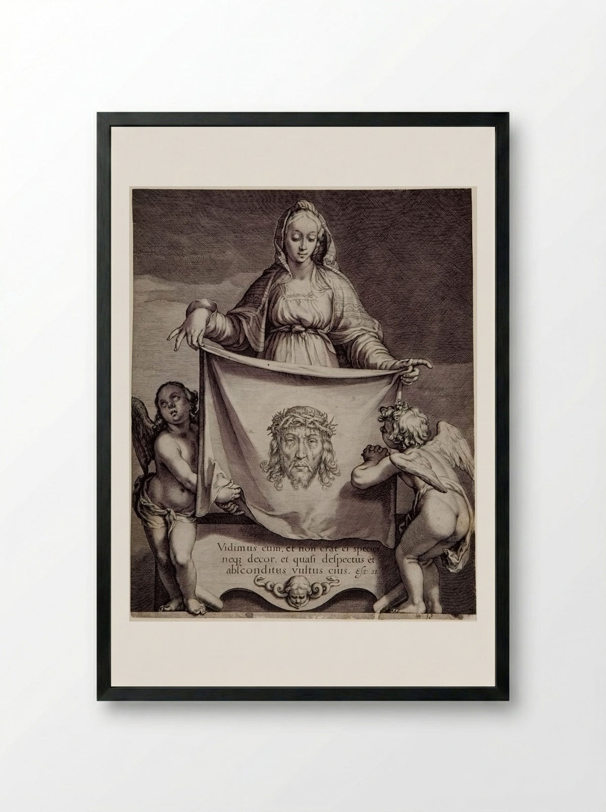 Veronica with the Sudarium - Jacob Matham - Framed Print Black