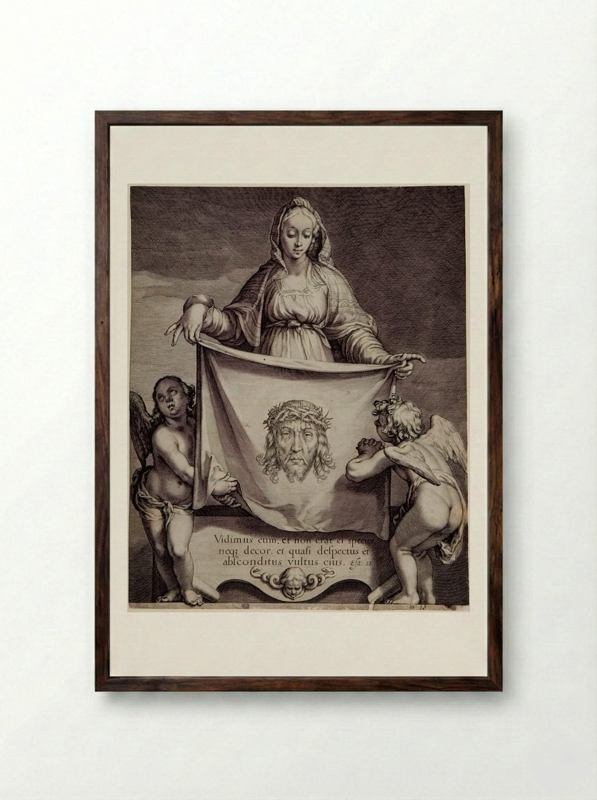 Veronica with the Sudarium - Jacob Matham - Framed Print Dark Wood
