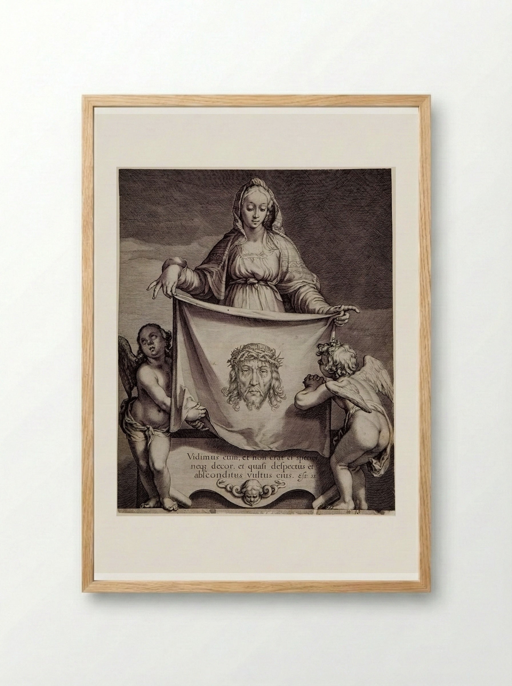 Veronica with the Sudarium - Jacob Matham - Framed Print Wood