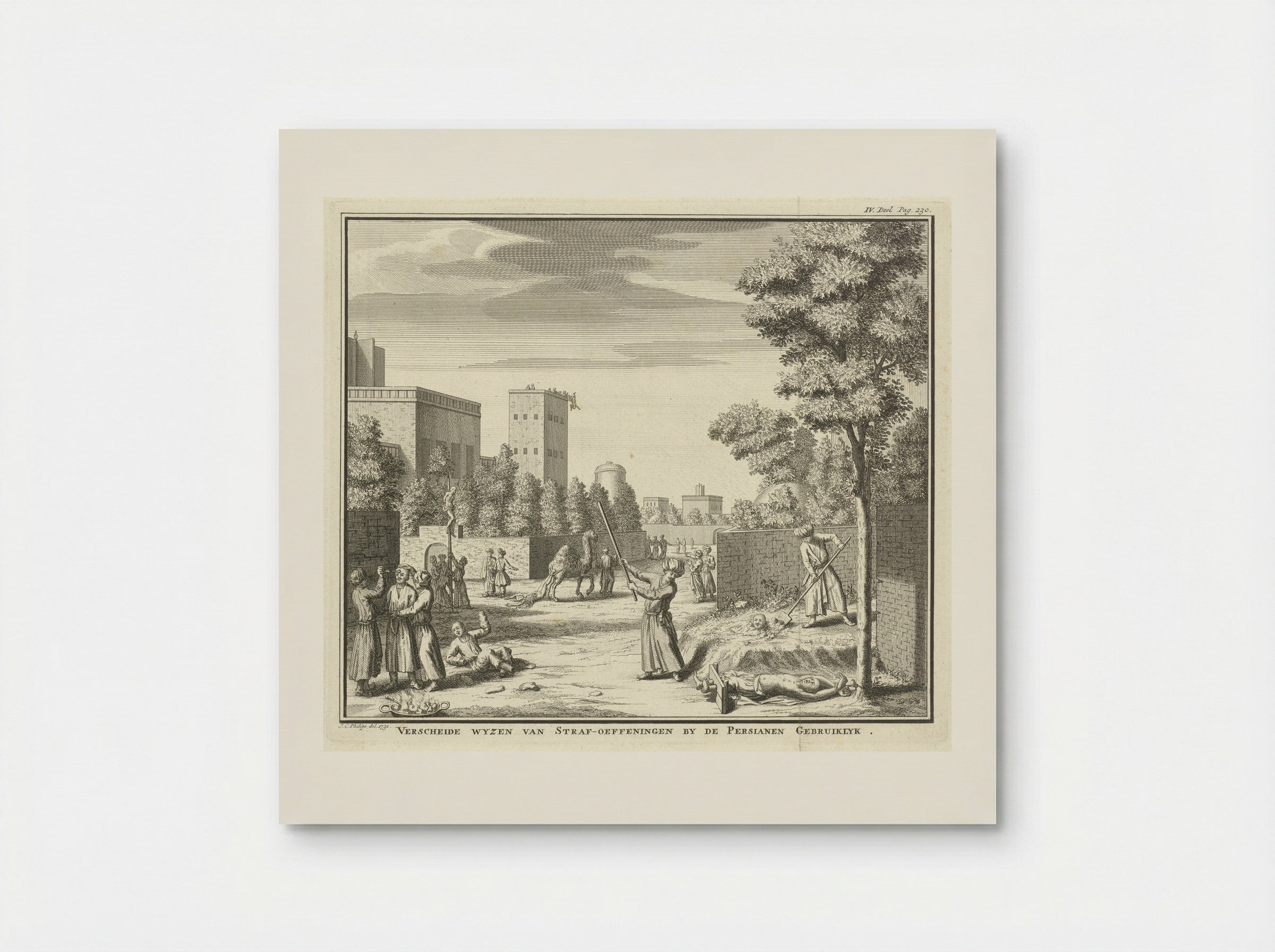Verscheide wyzen van straf-oeffeningen by de Persianen gebruiklyk - Jan Caspar Philips - Poster