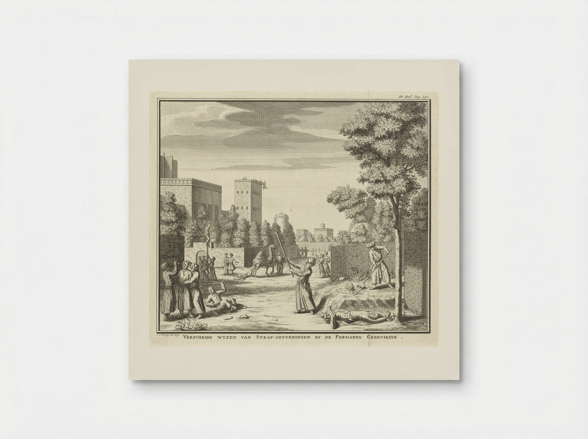 Verscheide wyzen van straf-oeffeningen by de Persianen gebruiklyk - Jan Caspar Philips - Poster