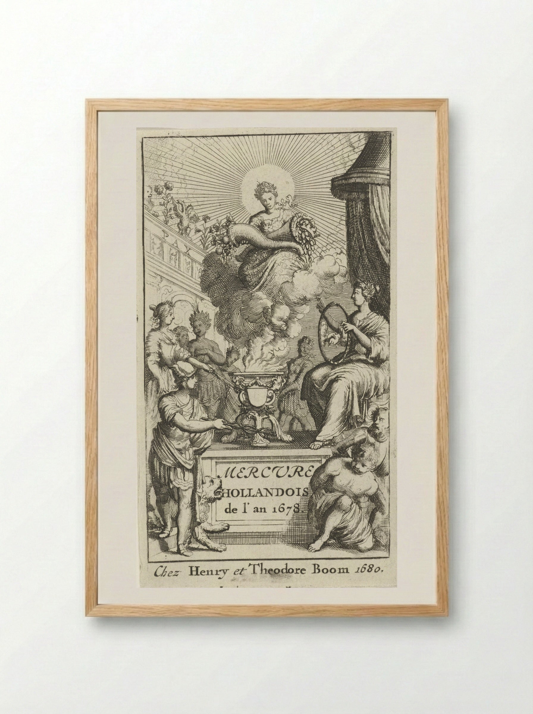 Verschijning van de gepersonifieerde overvloed - Jan Luyken - Framed Print Wood