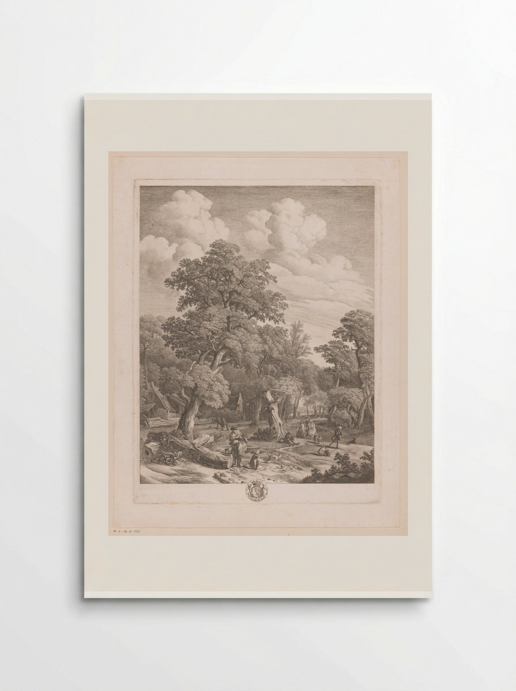 Verschillende figuren in een bos met twee huizen - Jean Moyreau - Poster