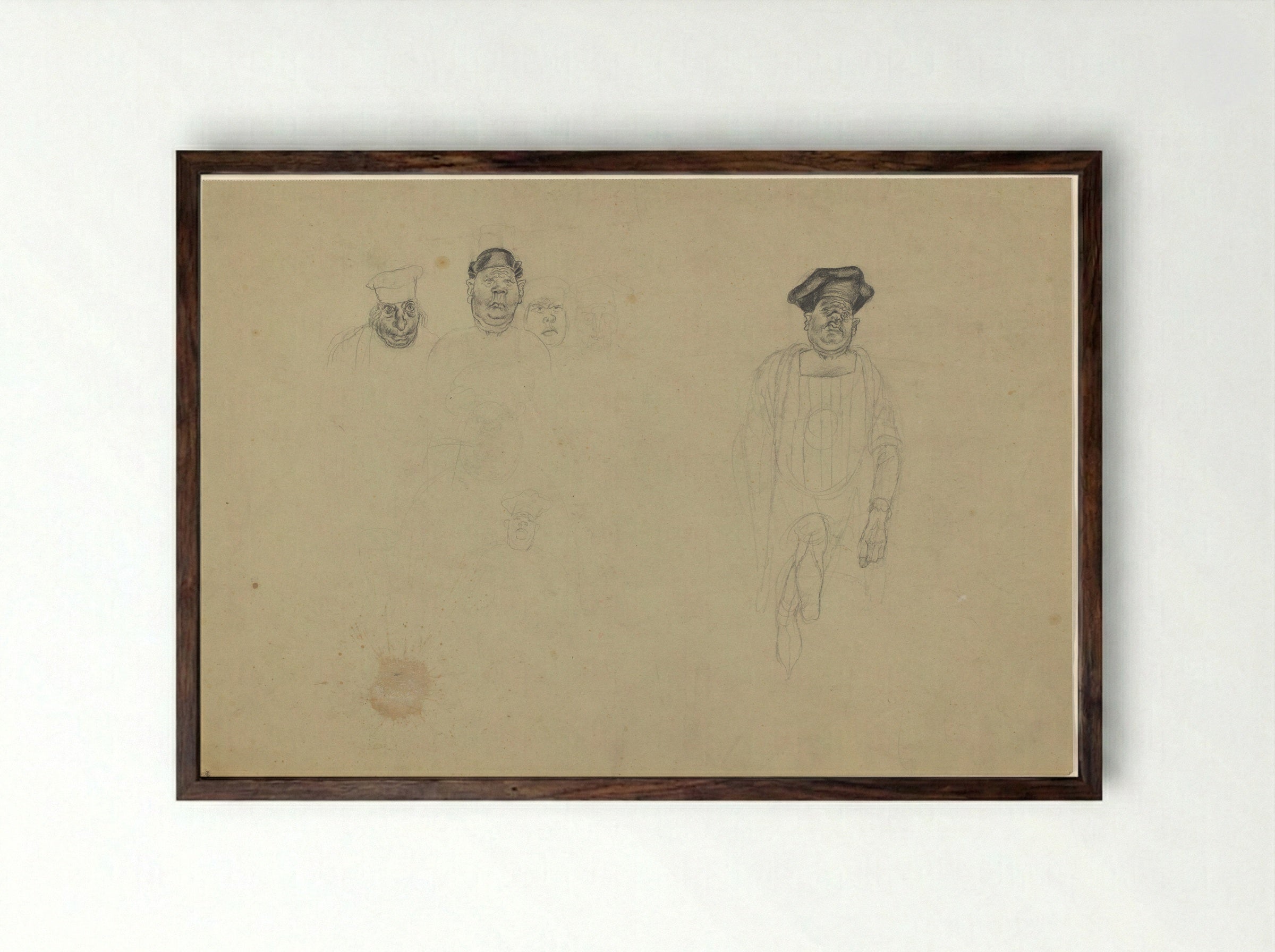 Verschillende figuren met hoeden - Henk Henriët - Framed Print Dark Wood